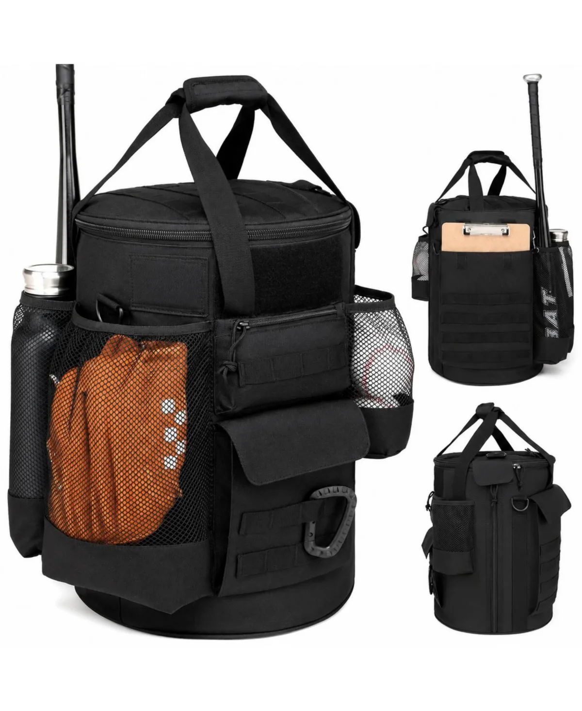 Baseball Bucket Organizer Bag Multiple Pockets Adjustable Strap Molle Webbing by Peneyon