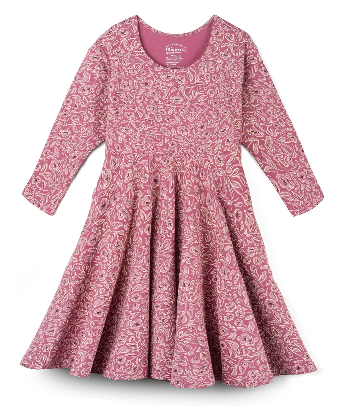 Organic Cotton Print 3/4 Sleeve Twirl Dress by Mightly