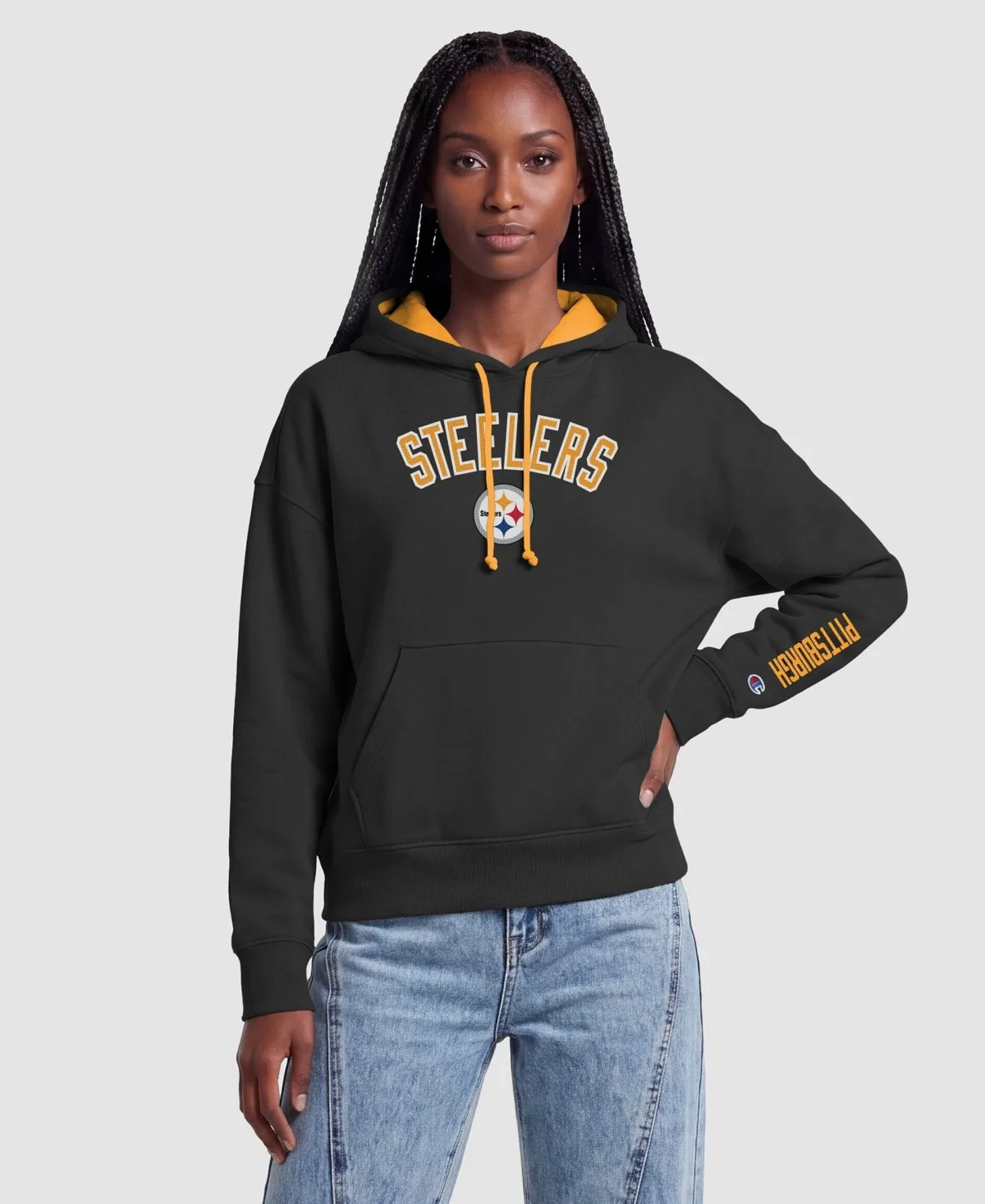 Pittsburgh Steelers Long-Sleeve Screen Print Pullover Hoodie