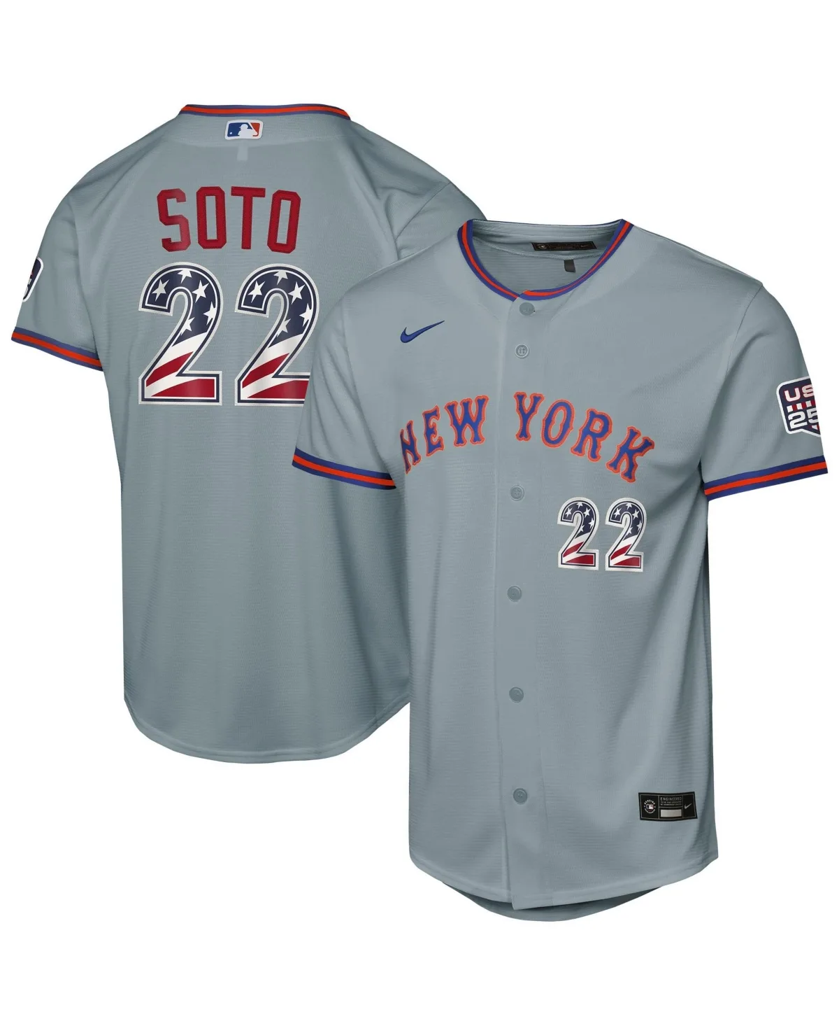 Juan Soto New York Mets USA 250 Fourth of July Road Replica Jersey by Nike
