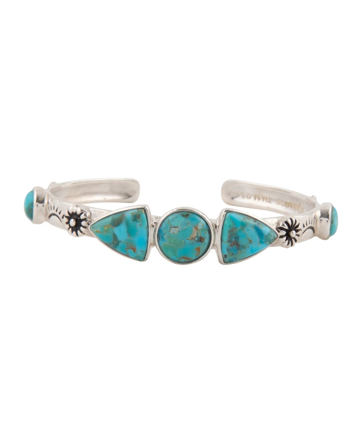Blue Turquoise and Silver Cuff Bracelet by Barse