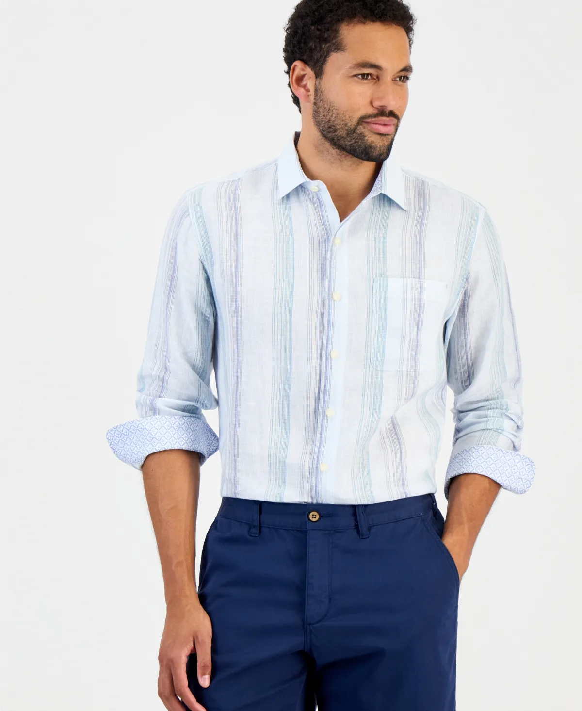 San Lucas Long-Sleeve Striped Classic-Fit Linen Shirt by Tommy Bahama