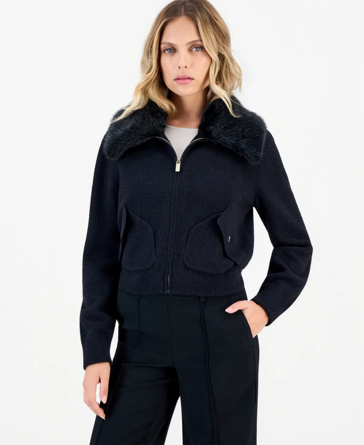 Full-Zip Plush Sweater by INC International Concepts
