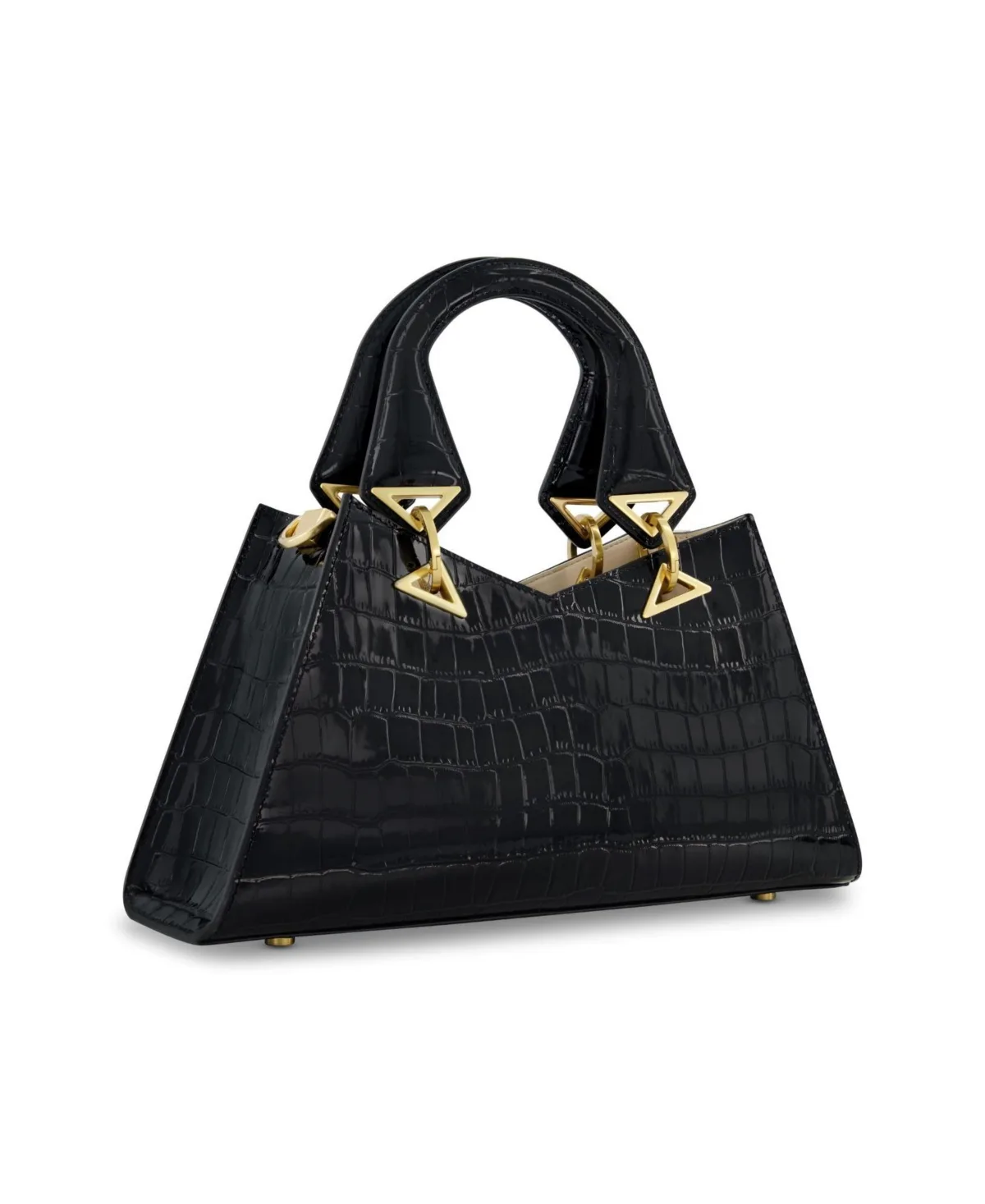 Gold Plated Hardware Crocodile Embossed Leather Handbag by M.A.C.