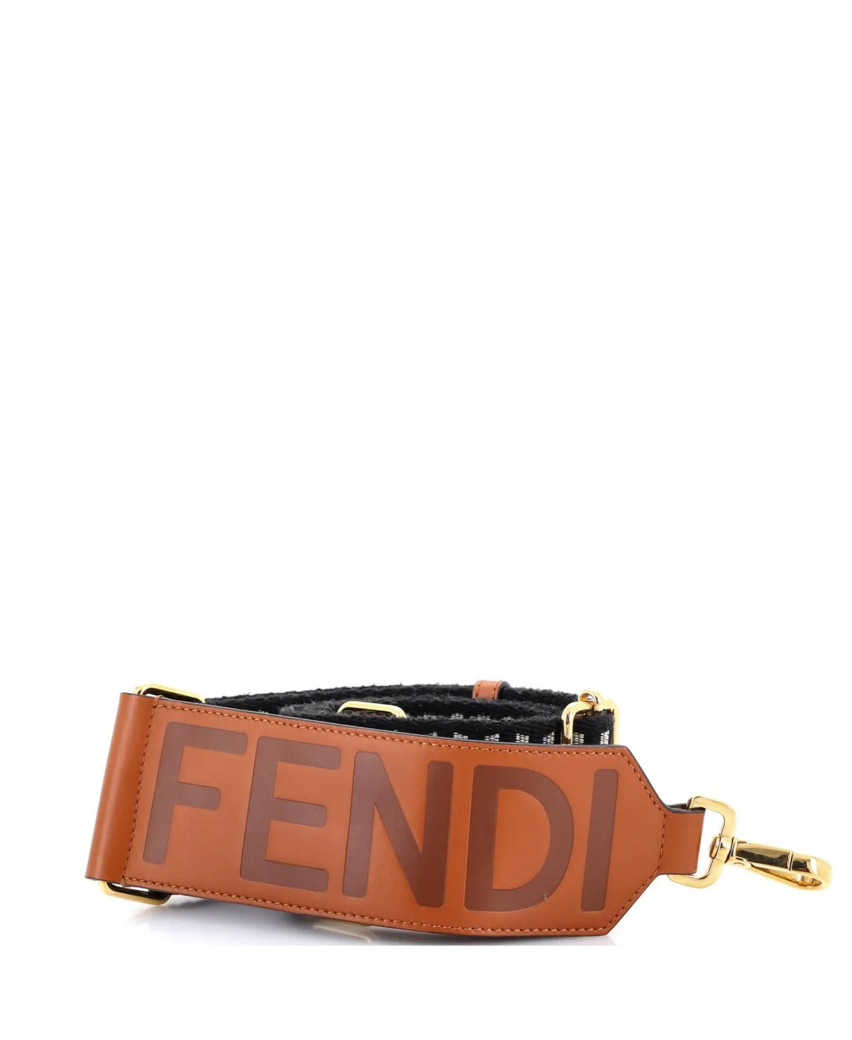Pre-Owned Fendi Strap You Logo Check Canvas and Leather Shoulder Strap by FENDI