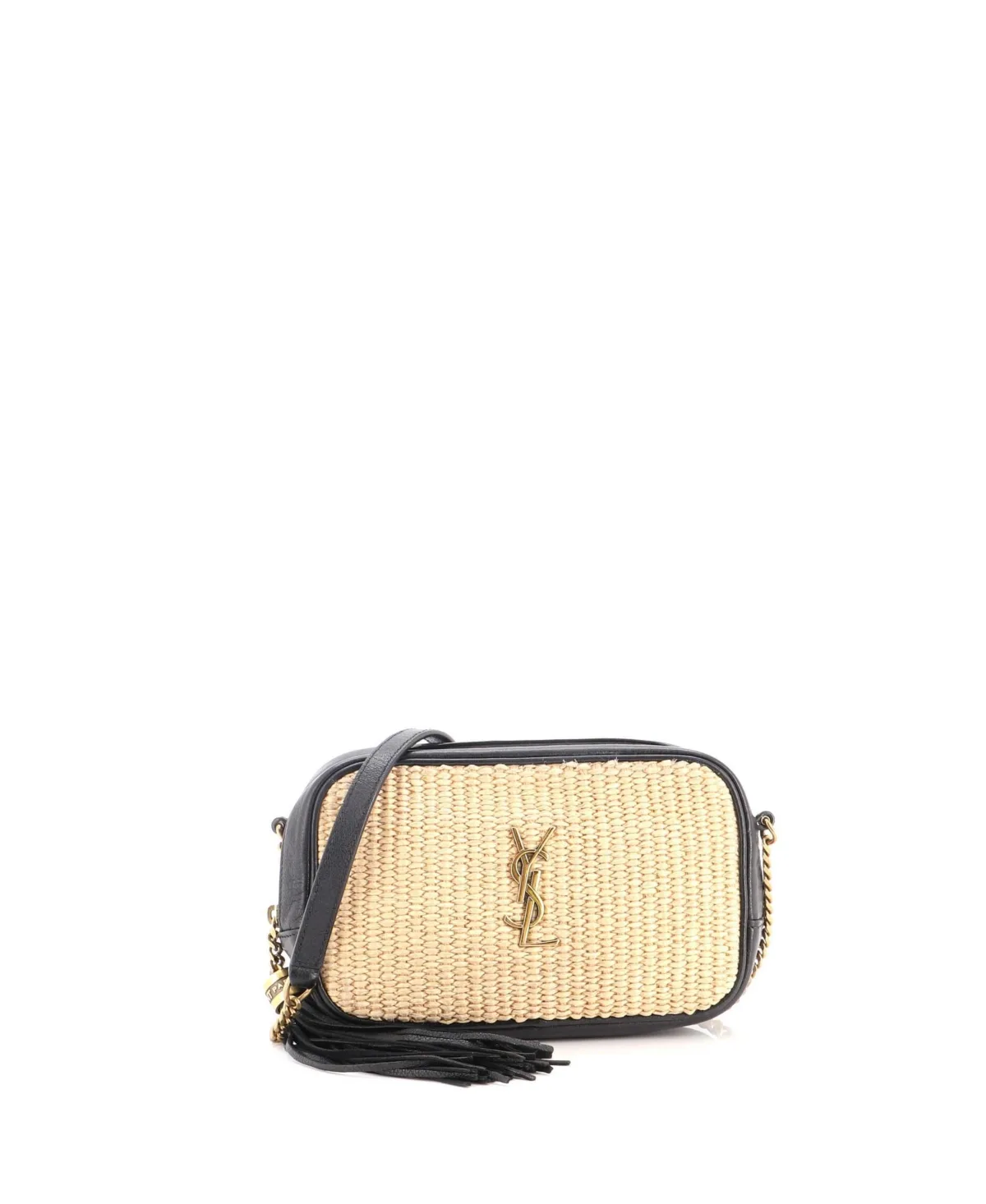 Pre-Owned Saint Laurent Mini Lou Camera Bag Woven Raffia by Saint Laurent