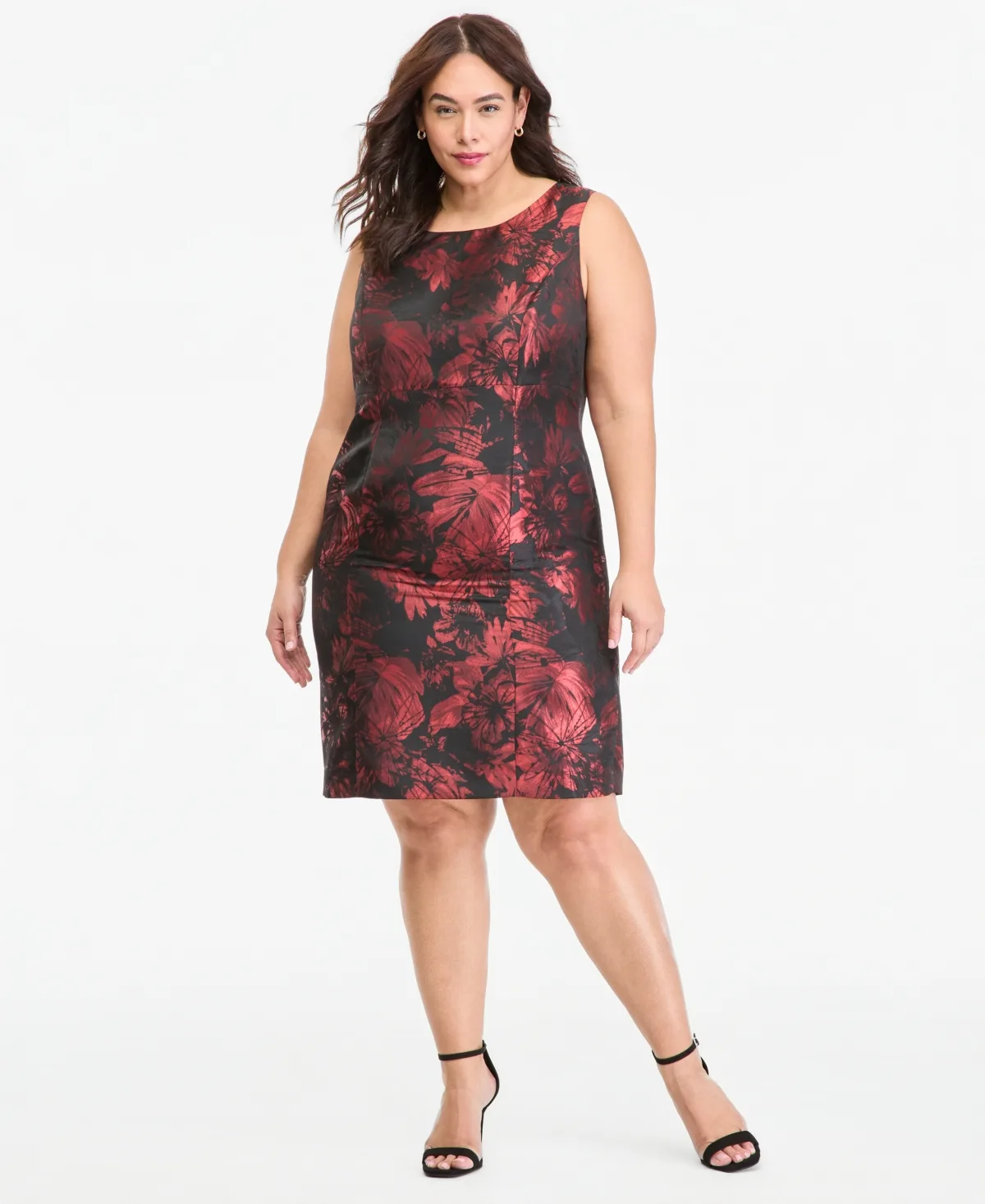 Empire Waist Floral-Print Boat Neck Sleeveless Dress by Kasper