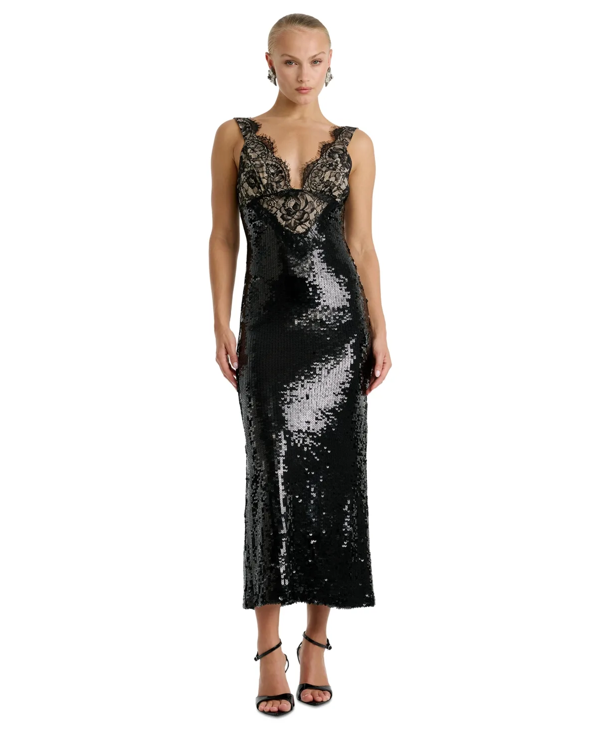 Torie Sequin Lace Sleeveless Maxi Dress by Bardot