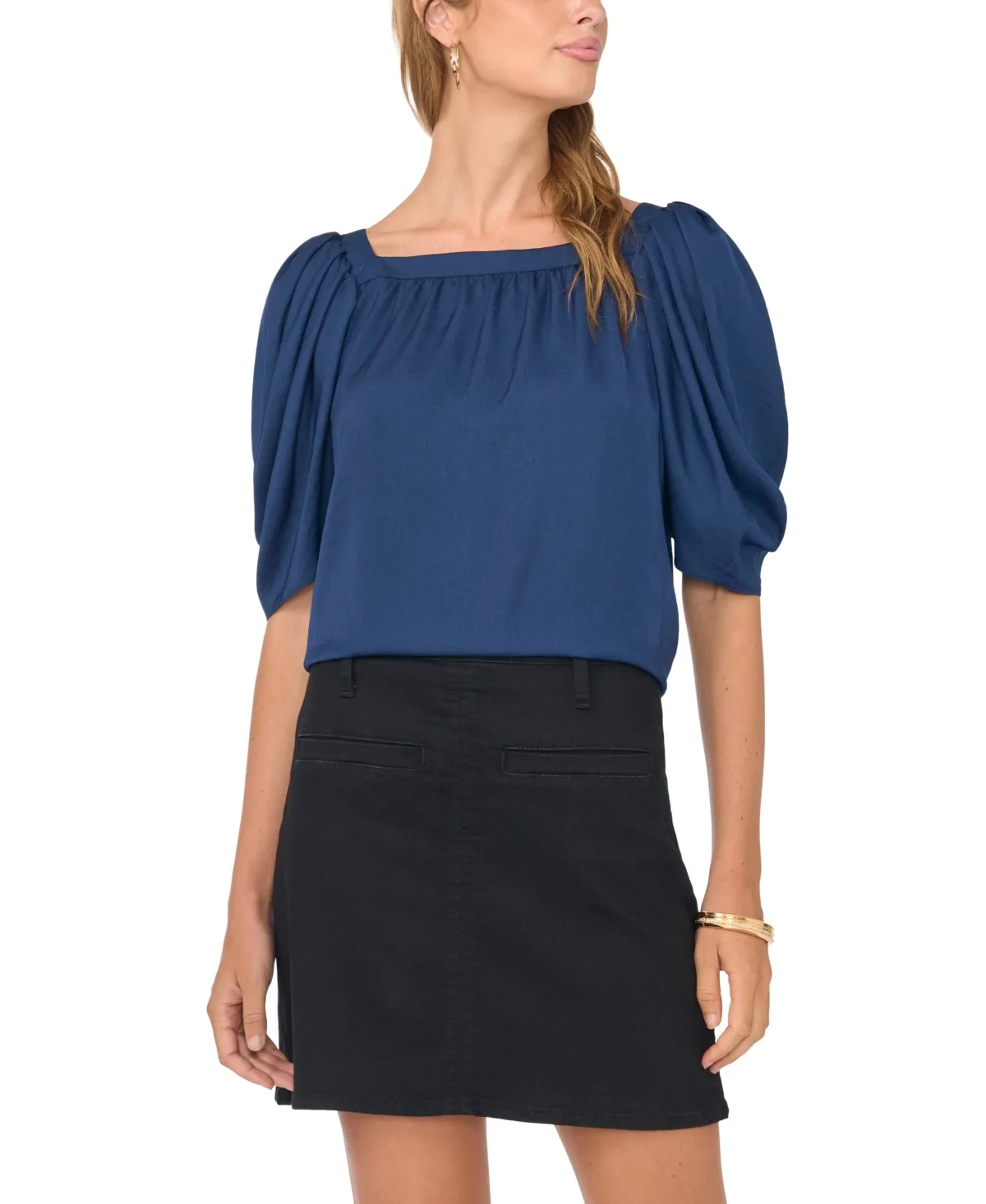 Puff Sleeve Square Neck Blouse by Vince Camuto
