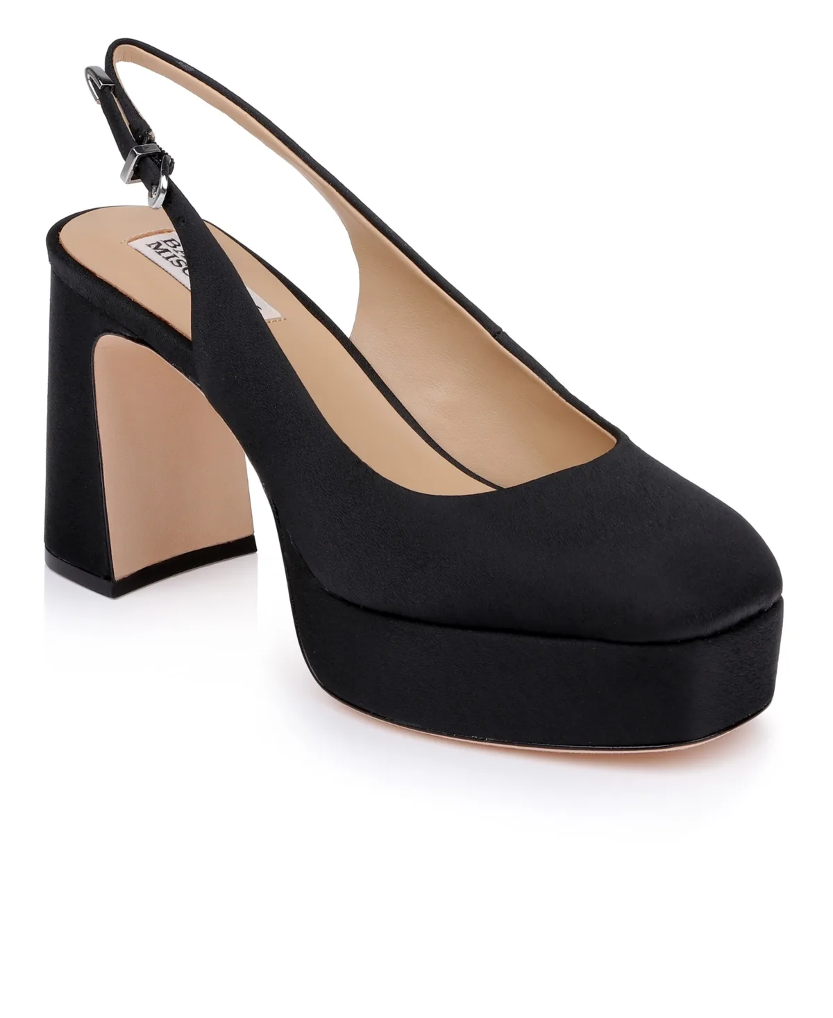 Rylan Platform Slingback Block Heel Pumps - Black Crepe by Badgley Mischka