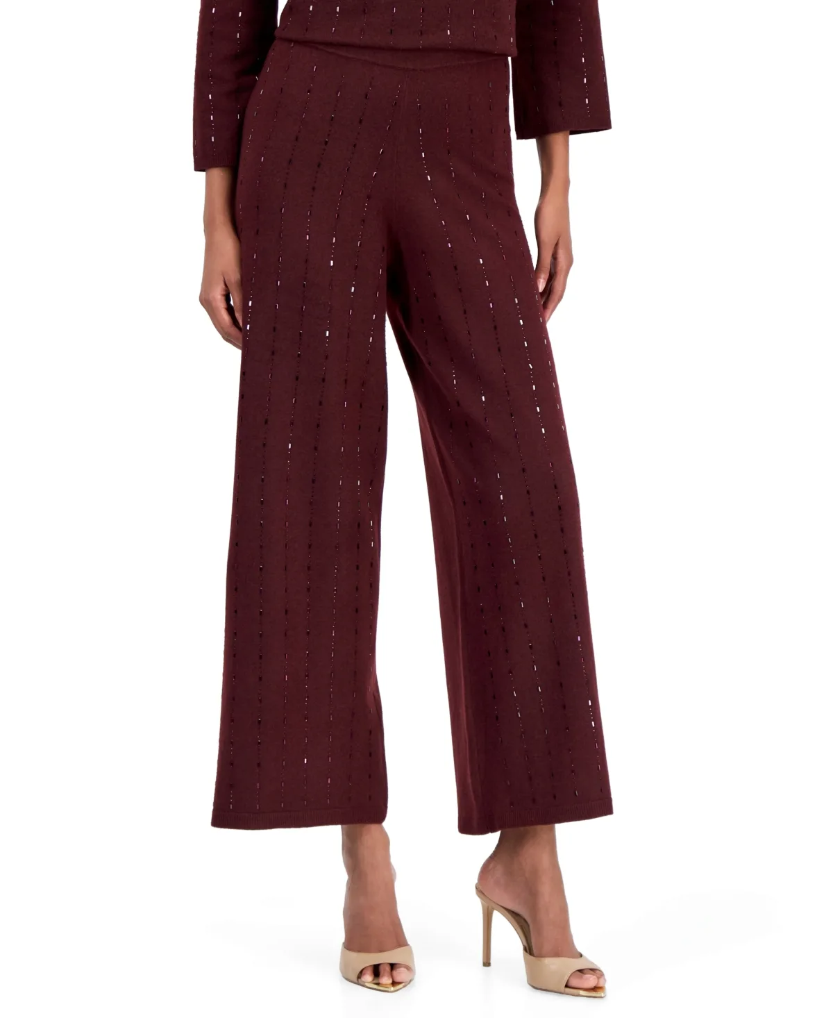 Heat Set Wide-Leg High-Waisted Pull-On Sweater Pants by Anne Klein