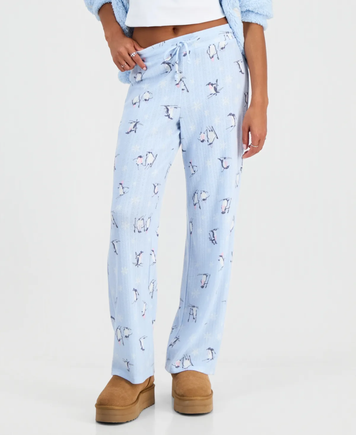Hacci Pointelle Mid-Rise Straight-Leg Pants by Hippie Rose