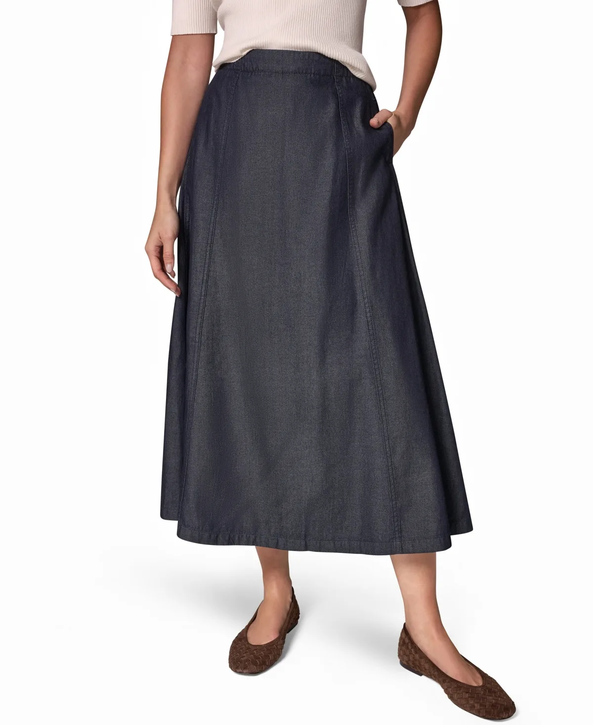 Pleated A-Line Midi Skirt by Donna Karan Weekend