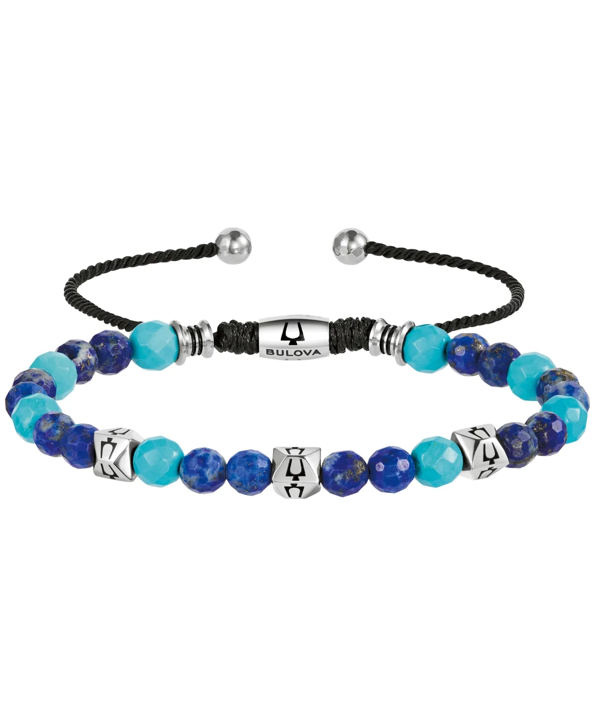 Blue Lapis and Turquoise Beaded Adjustable Bracelet by Bulova