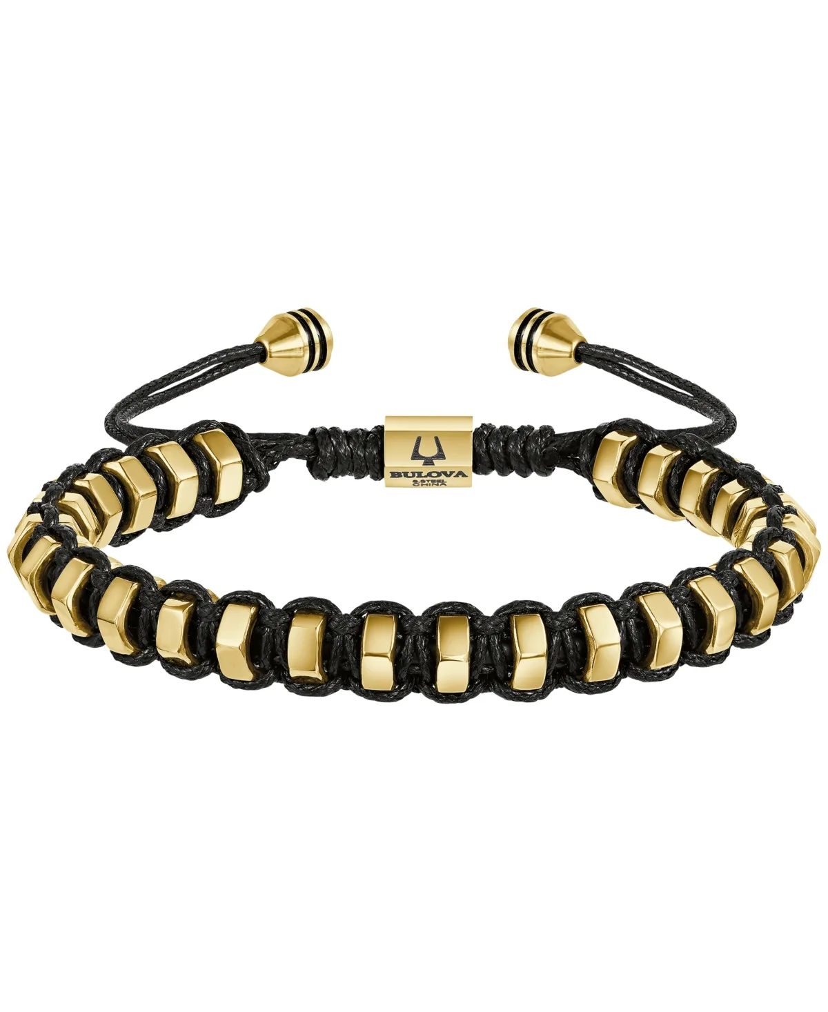 Gold-Tone Stainless Steel Hexagon Link Adjustable Bracelet by Bulova