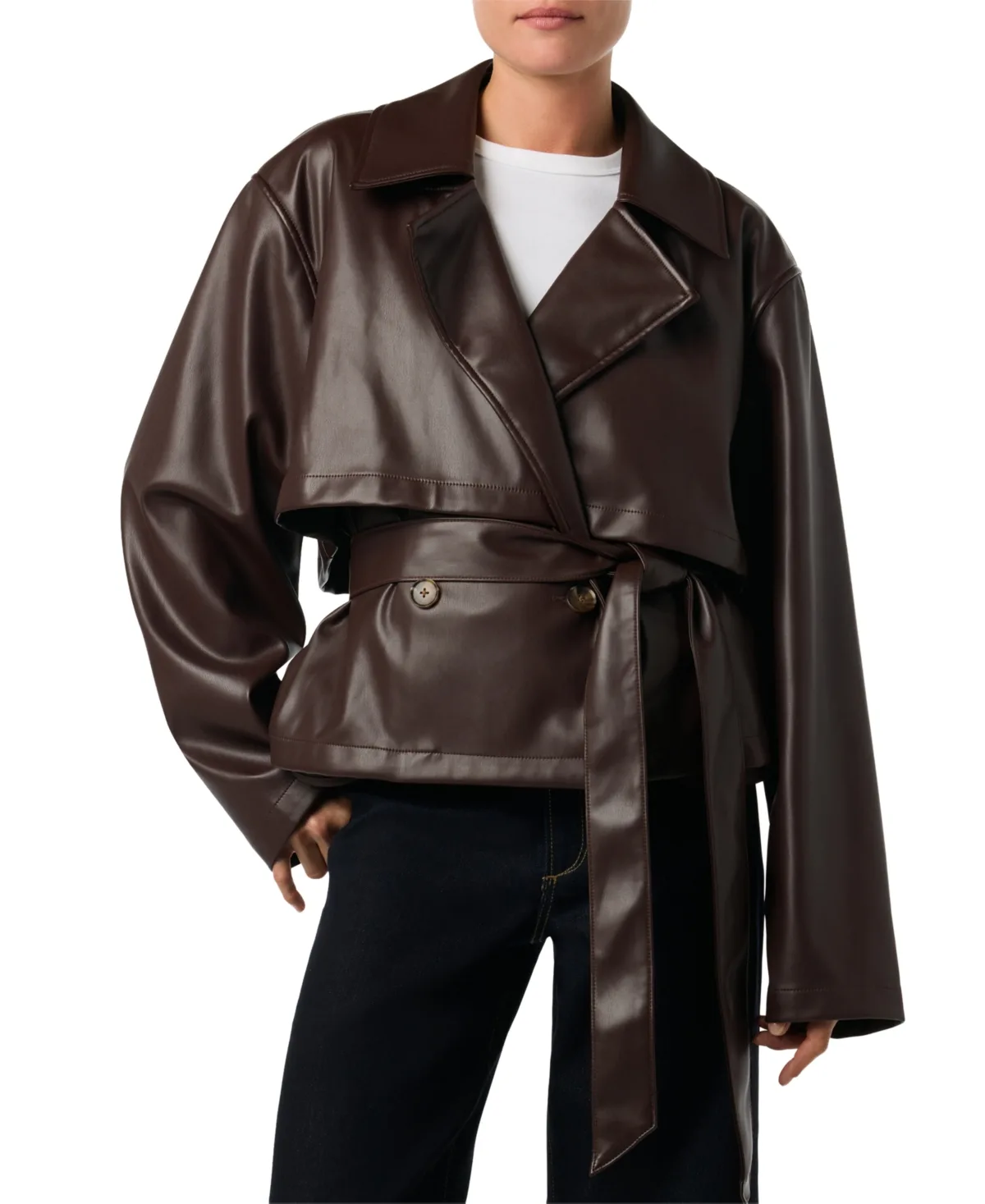 Cropped Double-Breasted Belted Trench Coat by Joe's Jeans