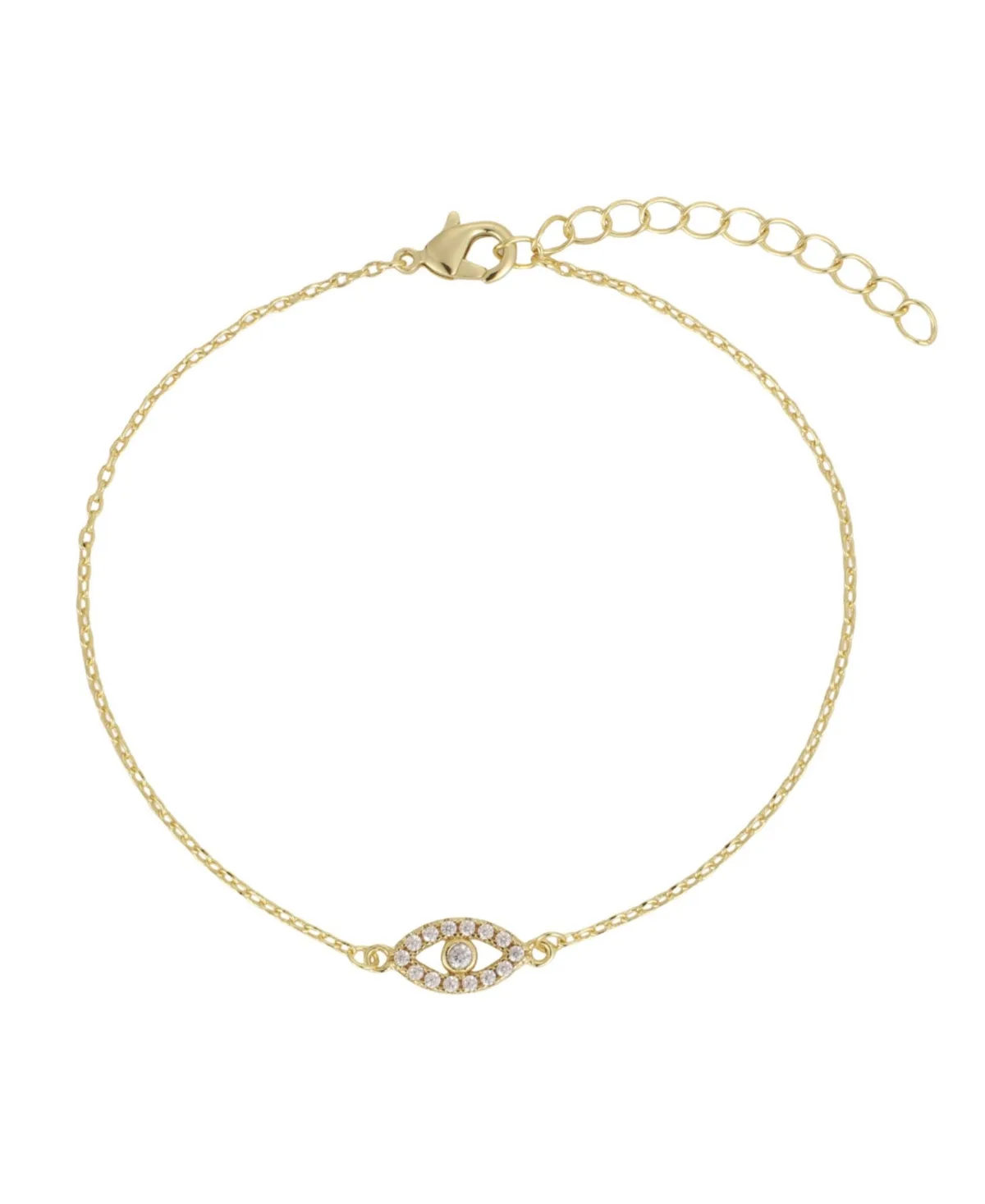 Cubic Zirconia Gold-Tone Evil Eye Adjustable Bracelet