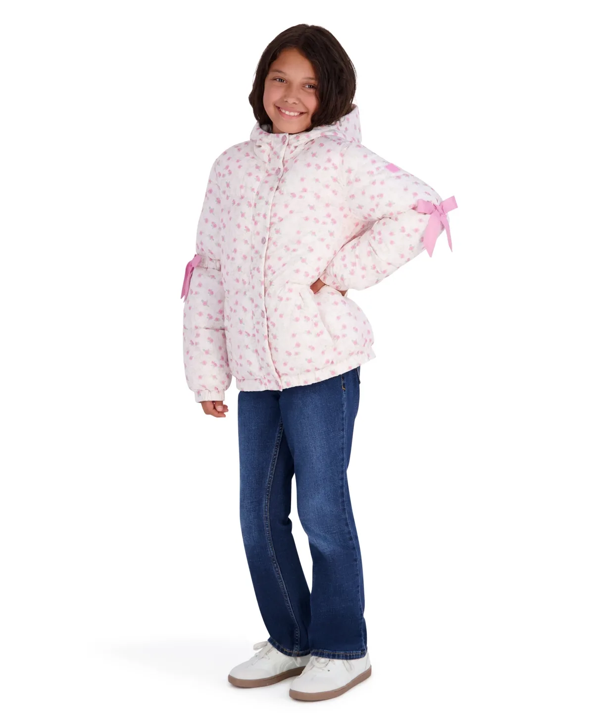 Hooded Floral-Print Puffer Coat by Steve Madden