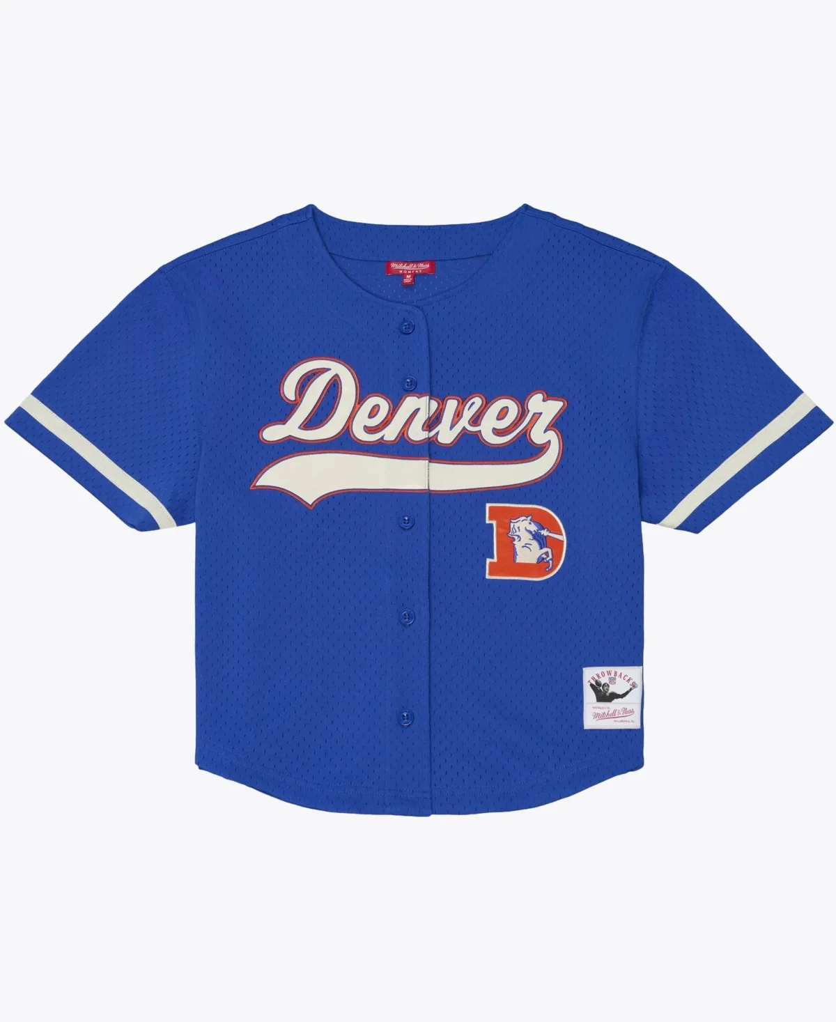 Denver Broncos Retro Button-Up Mesh Jersey by Mitchell & Ness