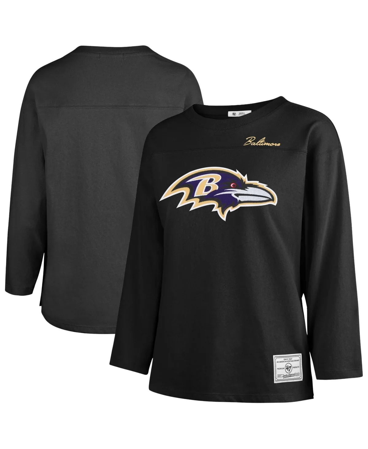 Baltimore Ravens Long-Sleeve Crewneck Cotton T-Shirt by 47 Brand