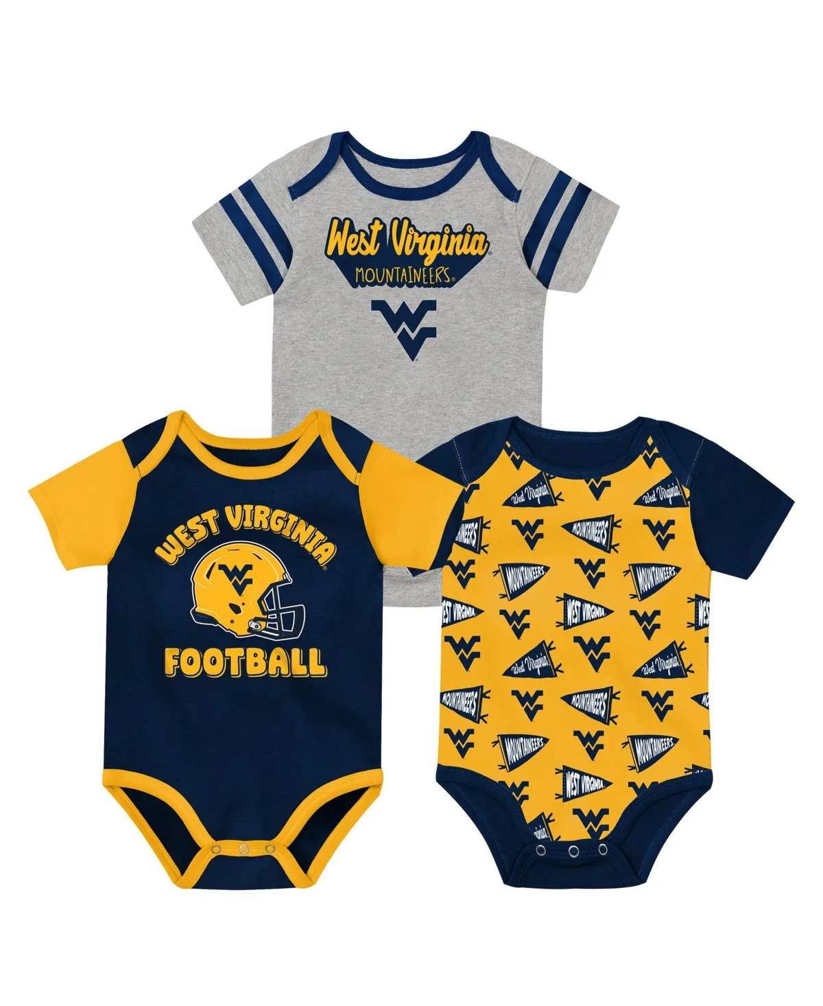 West Virginia Mountaineers Star Player Three-Piece Bodysuit Set by Outerstuff