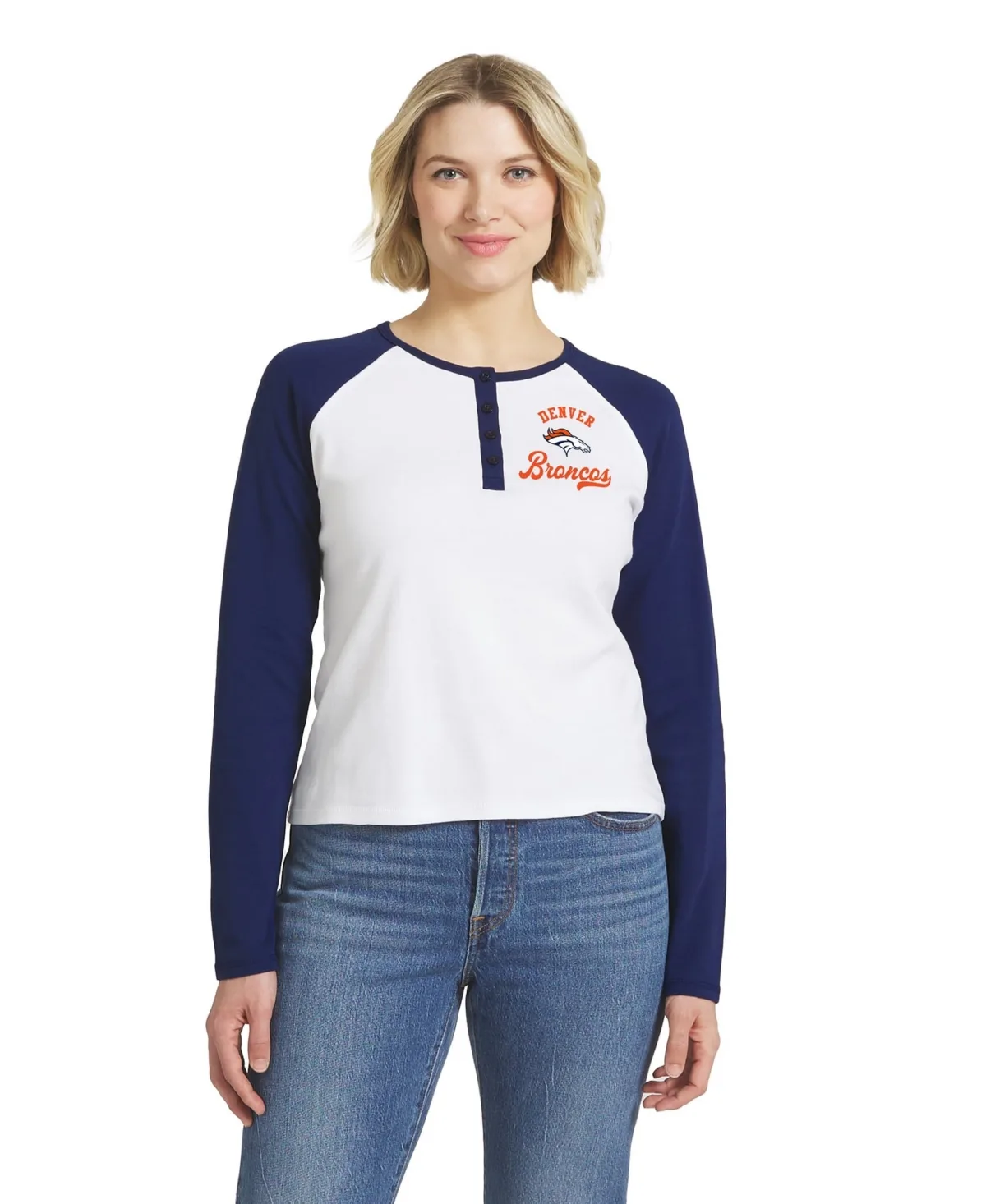 Denver Broncos Henley Long Sleeve T-Shirt by Wear by Erin Andrews