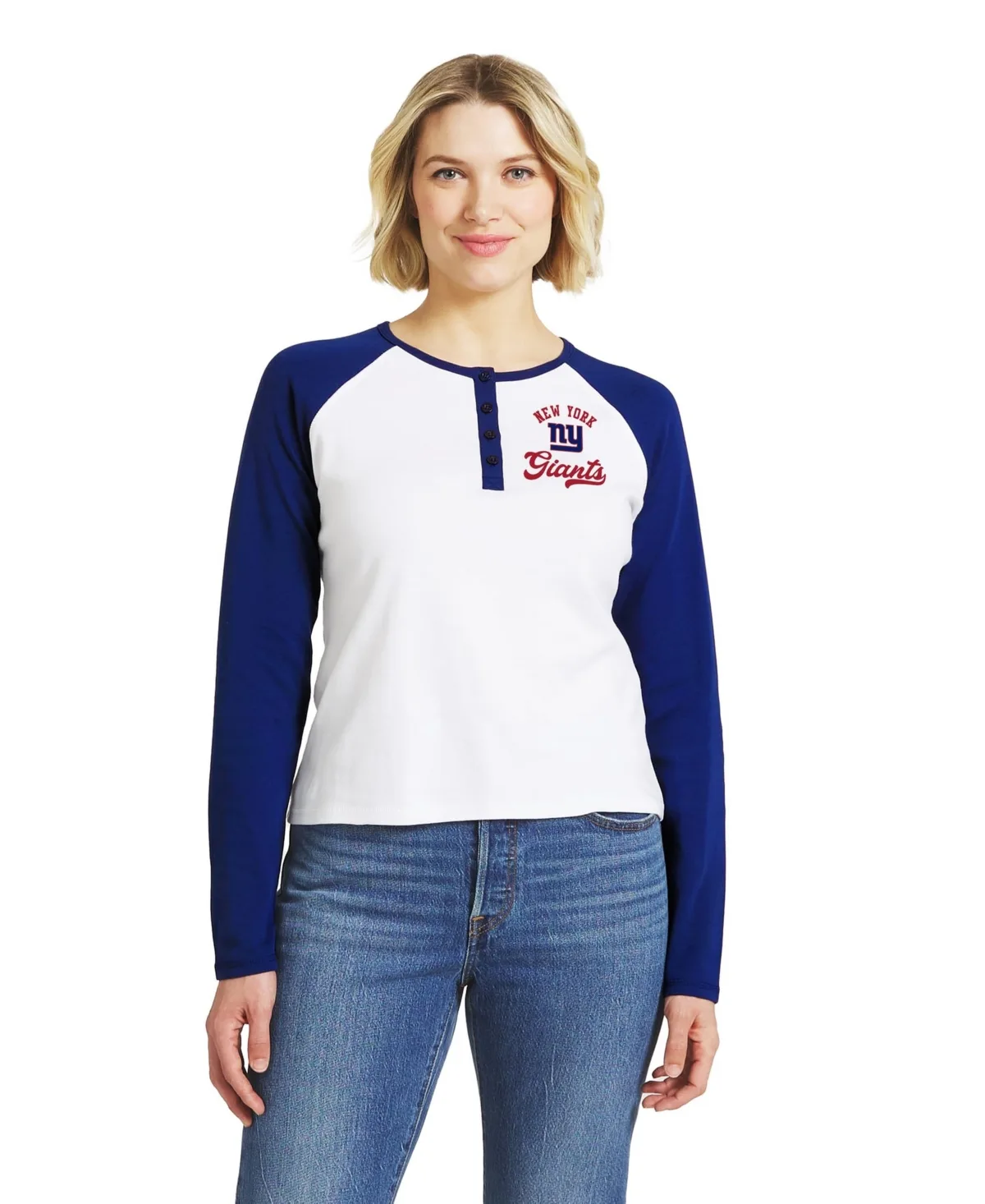 New York Giants Henley Raglan Long-Sleeve T-Shirt