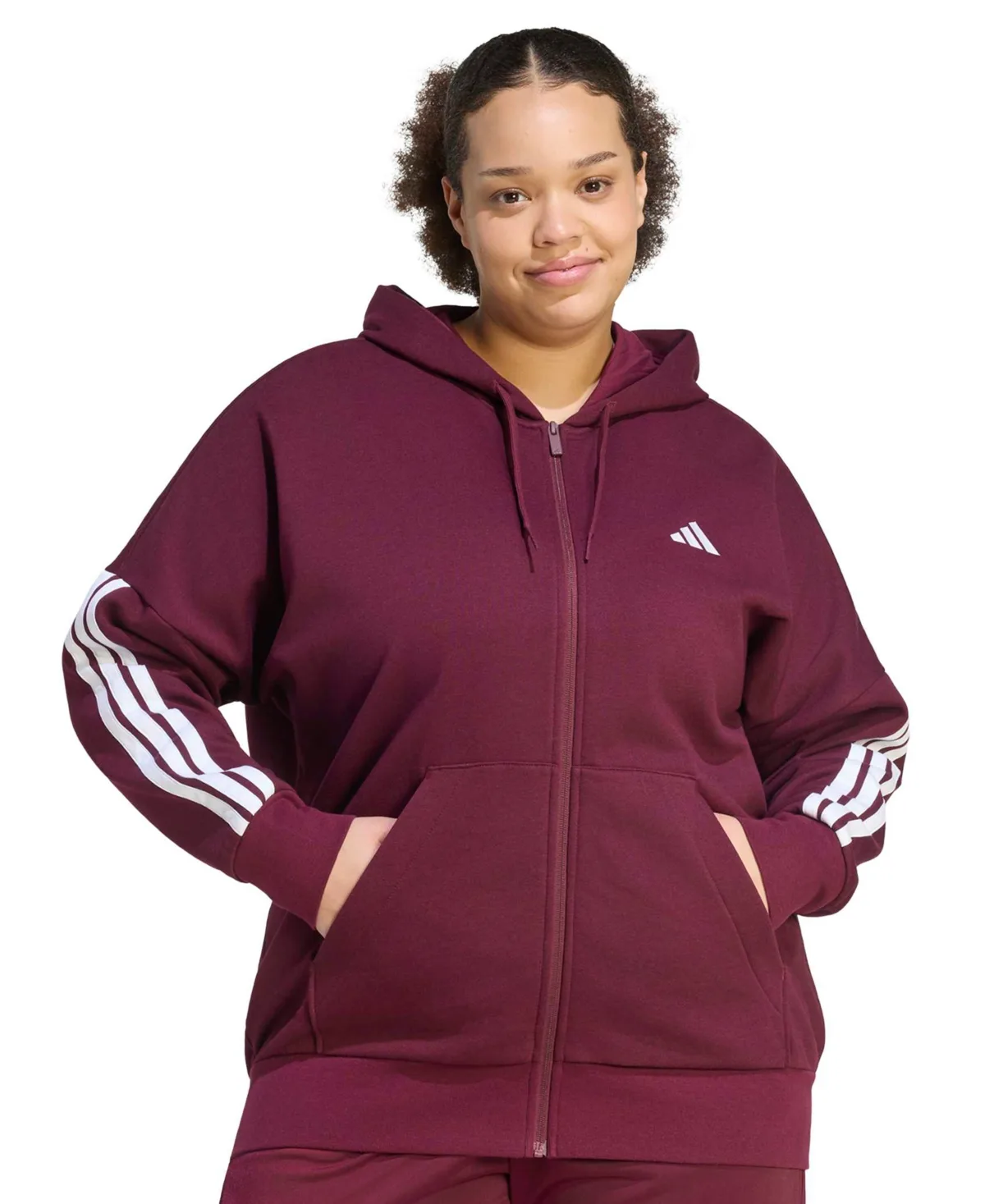 Essentials 3-Stripes Full-Zip Fleece Hoodie