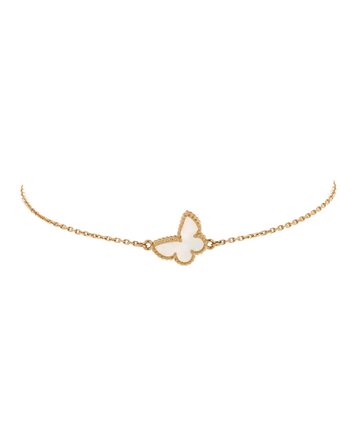 Pre-Owned Van Cleef & Arpels Mother-of-Pearl Sweet Alhambra Butterfly Bracelet in 18K Yellow Gold by Pre Owned Van Cleef & Arpels