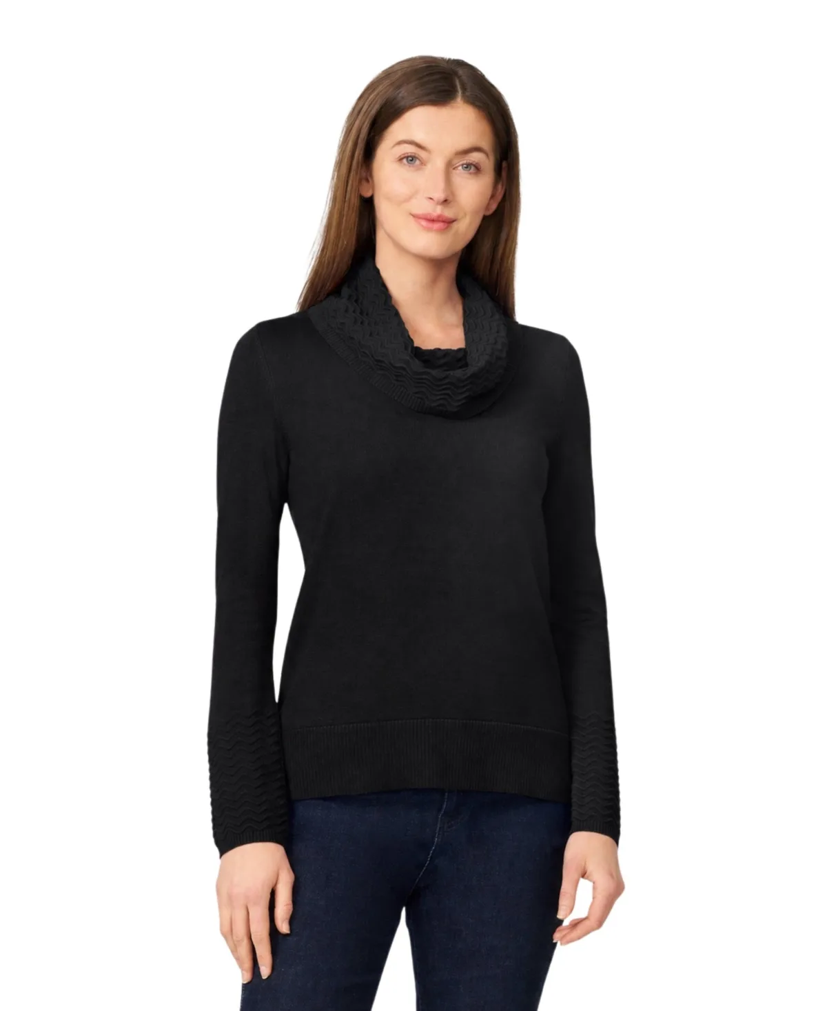 Chevron-Trimmed High-Low Cowl-Neck Sweater by PAIGE