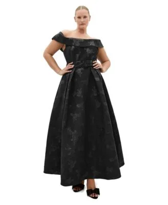 High Status Off Shoulder a Line Maxi Dress by City Chic