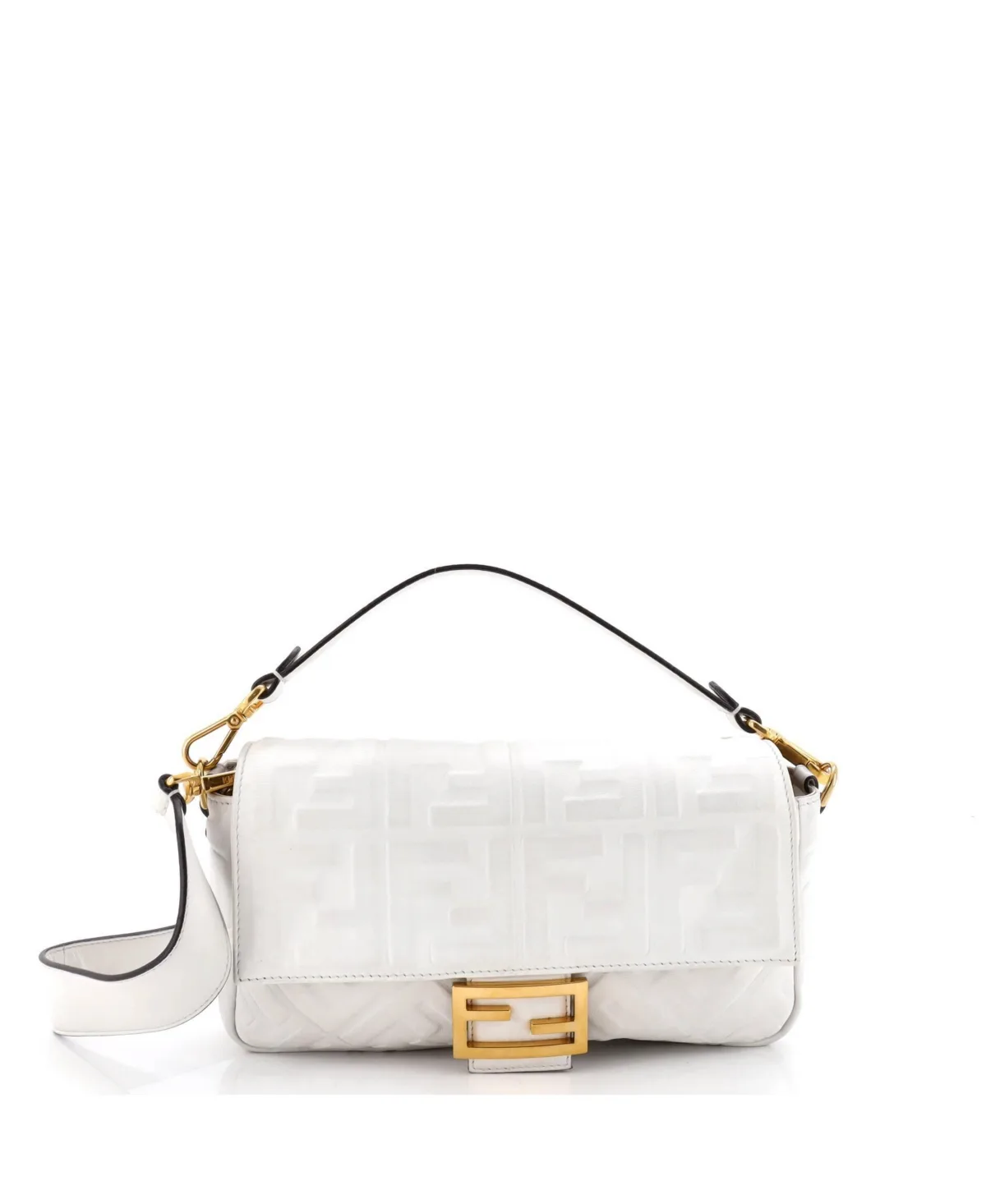 Pre-Owned Fendi Medium Baguette Nm Bag Zucca Embossed Leather