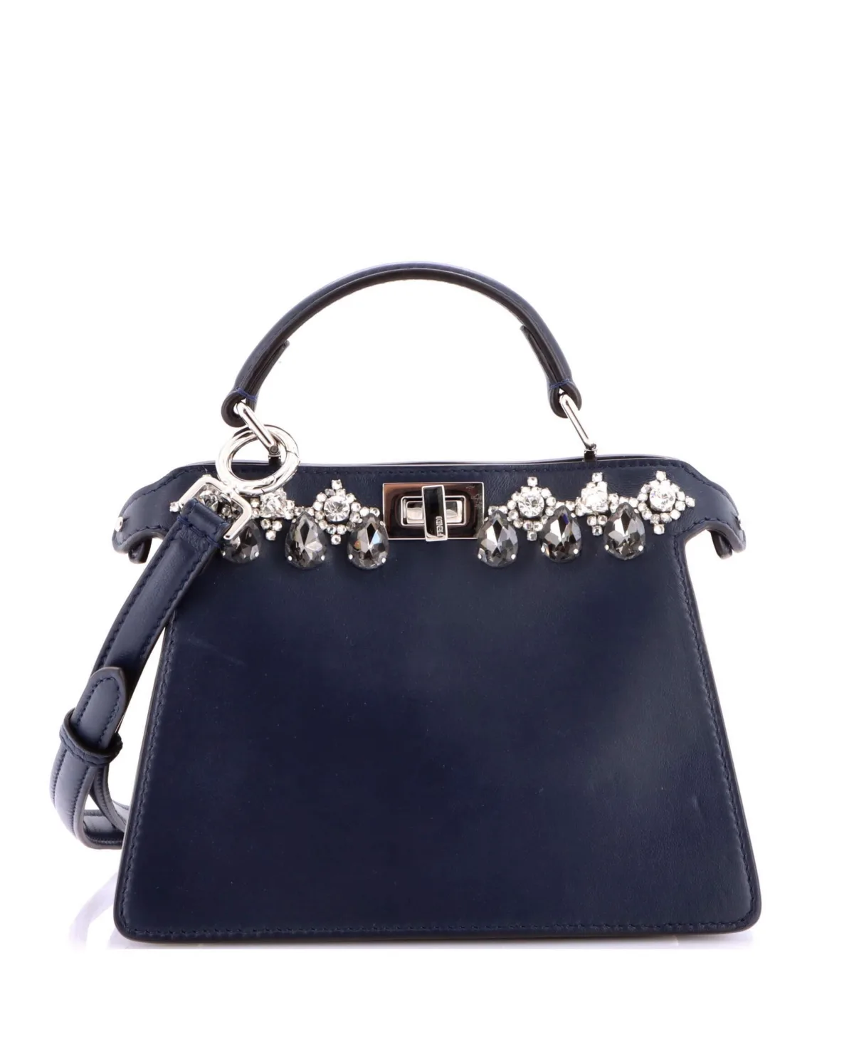 Pre-Owned Fendi Petite Peekaboo ISeeU Bag Crystal Embellished Leather by FENDI