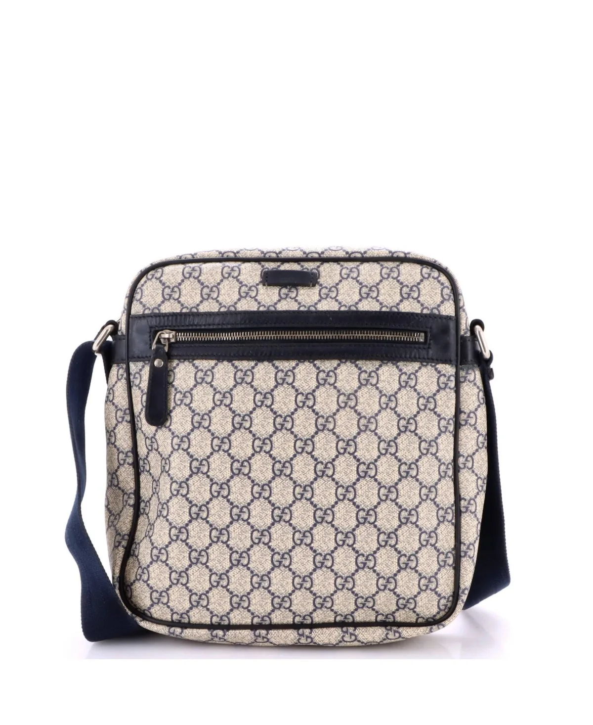 Pre-Owned Gucci Medium Front Zip Messenger Gg Coated Canvas by Gucci