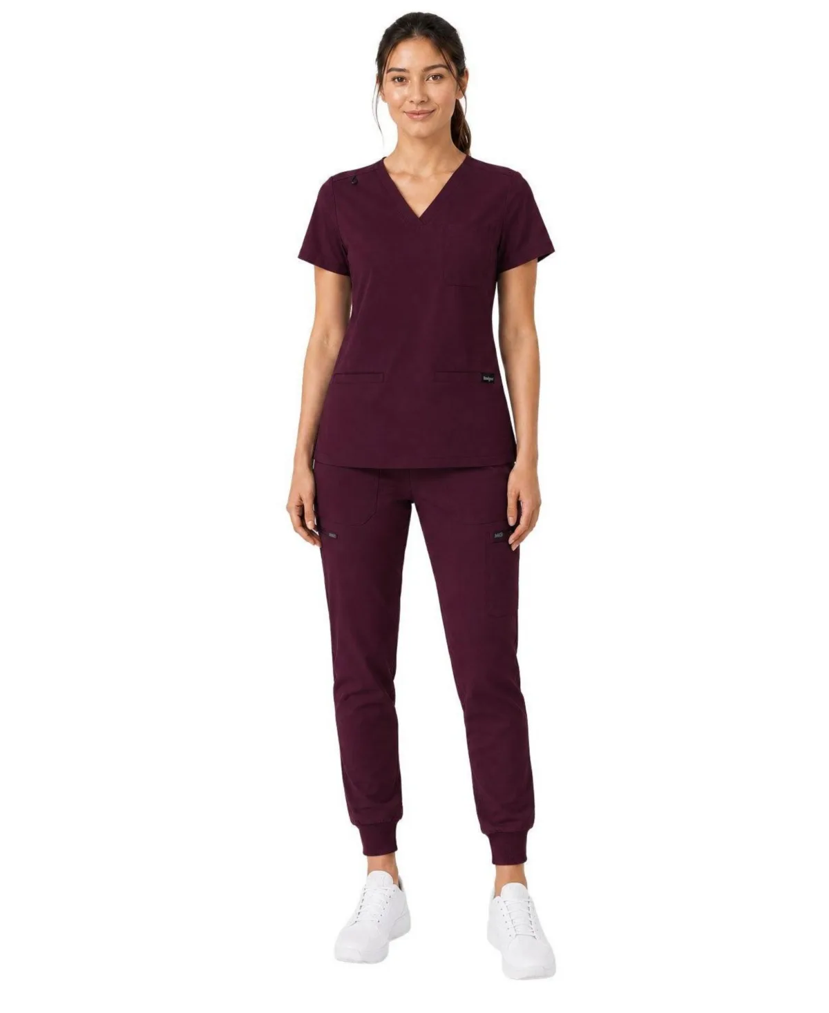 Kayla V-Neck Top and Multi-Pocket Jogger Set by Medgear