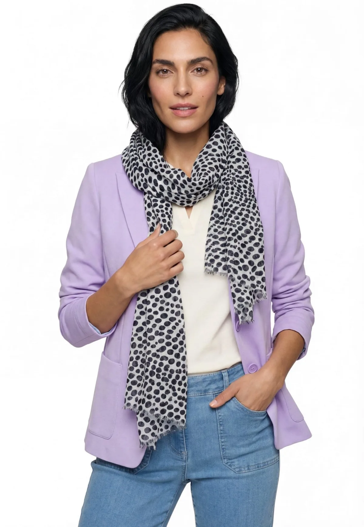 Pebble Print Silk Scarf by Olsen