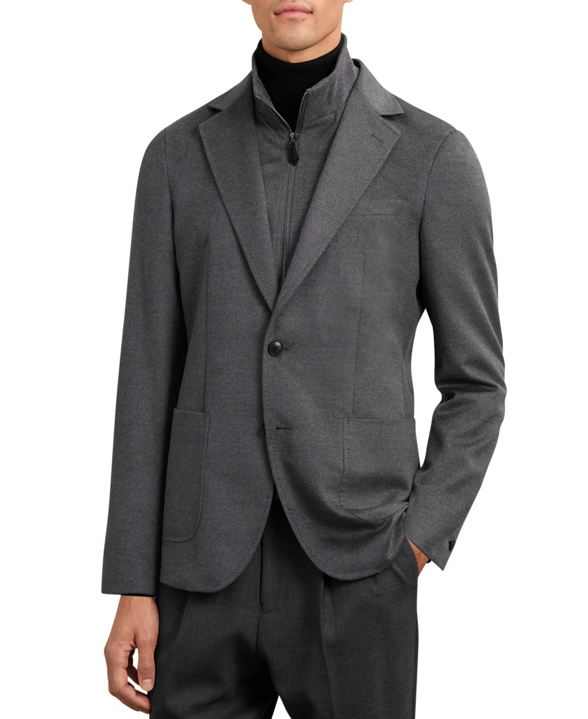 Patch Tailored-Fit Single-Breasted Wool-Blend Blazer by Reiss