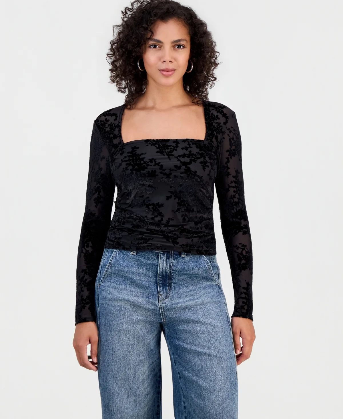 Velvet Burnout Knit Ruched Blouse by And Now This