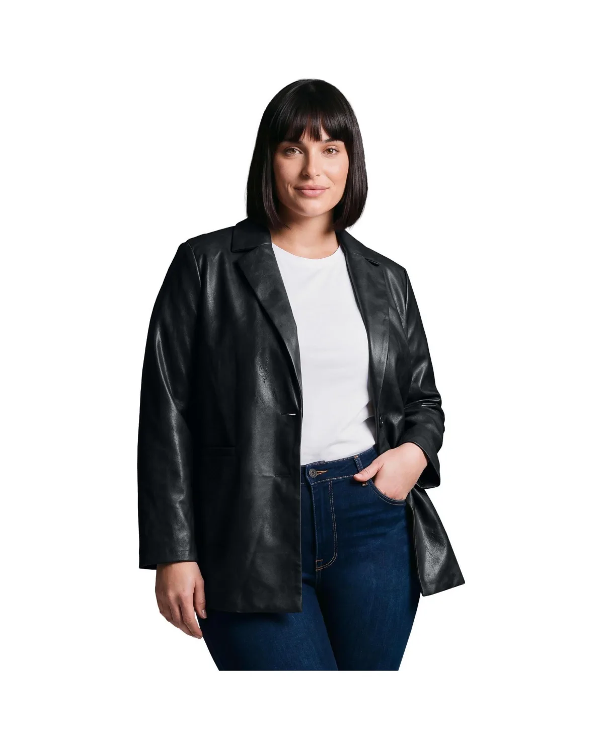 Faux Leather Blazer by Avenue
