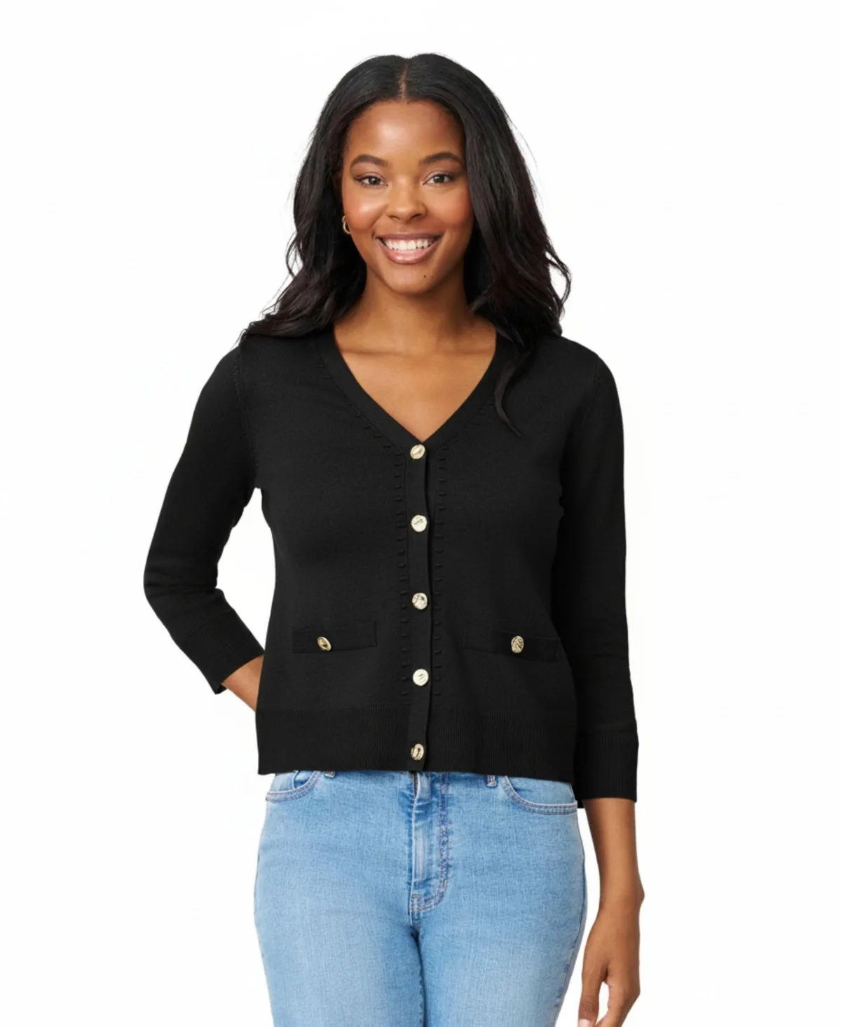 Melissa Paige V-Neck 3/4-Sleeve Cardigan