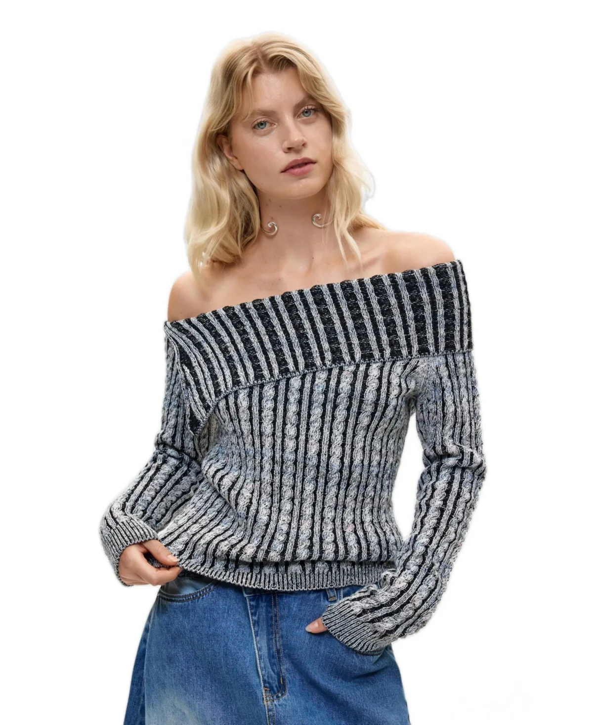 Ribbed Boat Neck Sweater by Desigual