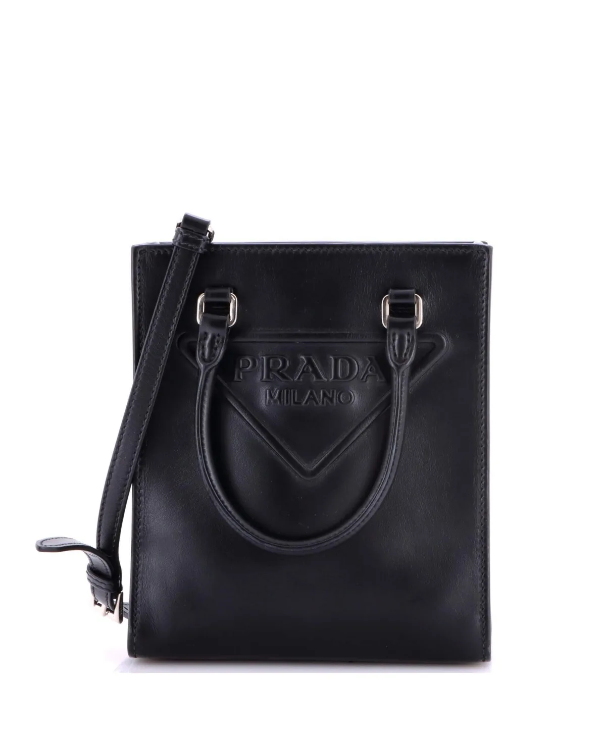 Pre-Owned Prada Mini Logo Drill Tote Leather by Prada