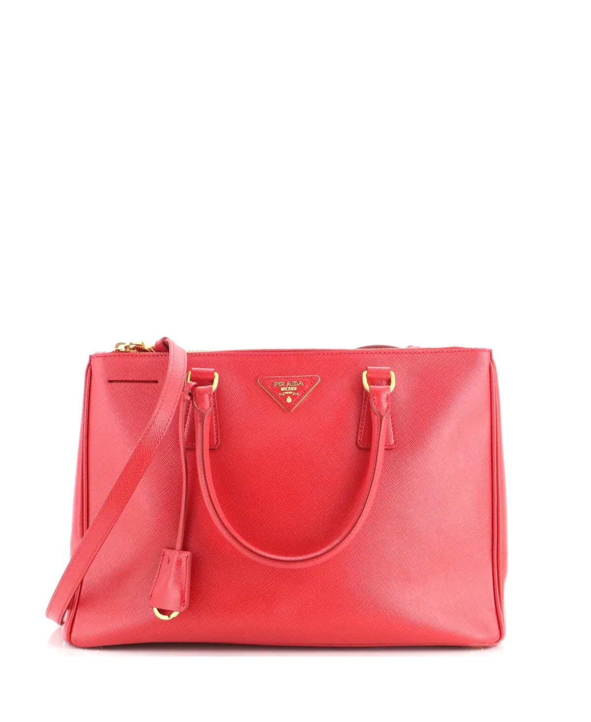 Pre-Owned Prada Medium Double Zip Lux Tote Saffiano Leather by Prada