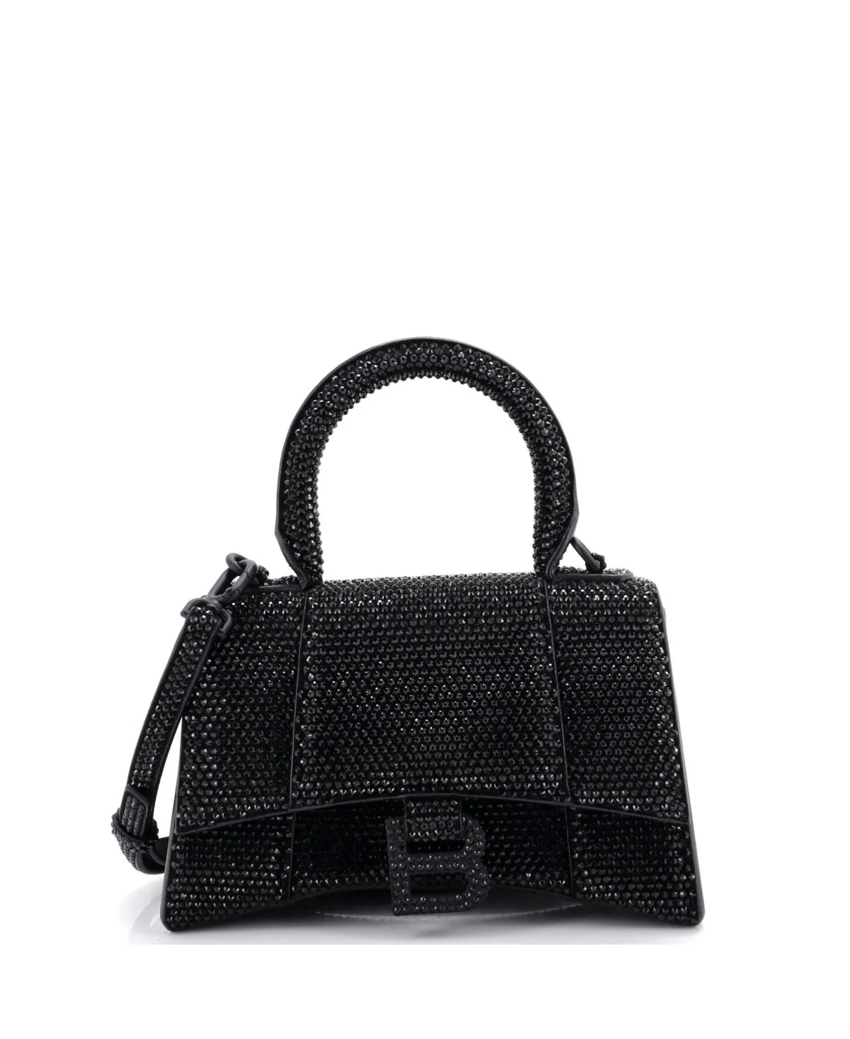 Pre-Owned Balenciaga Xs Hourglass Top Handle Bag Suede with Crystals by Balenciaga