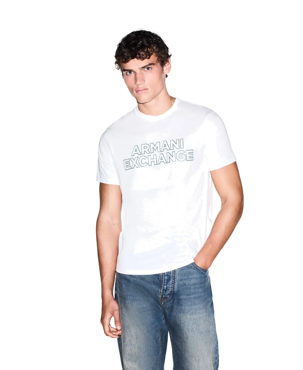 A - x Armani Exchange Macro Logo Slim-Fit T-Shirt by Armani