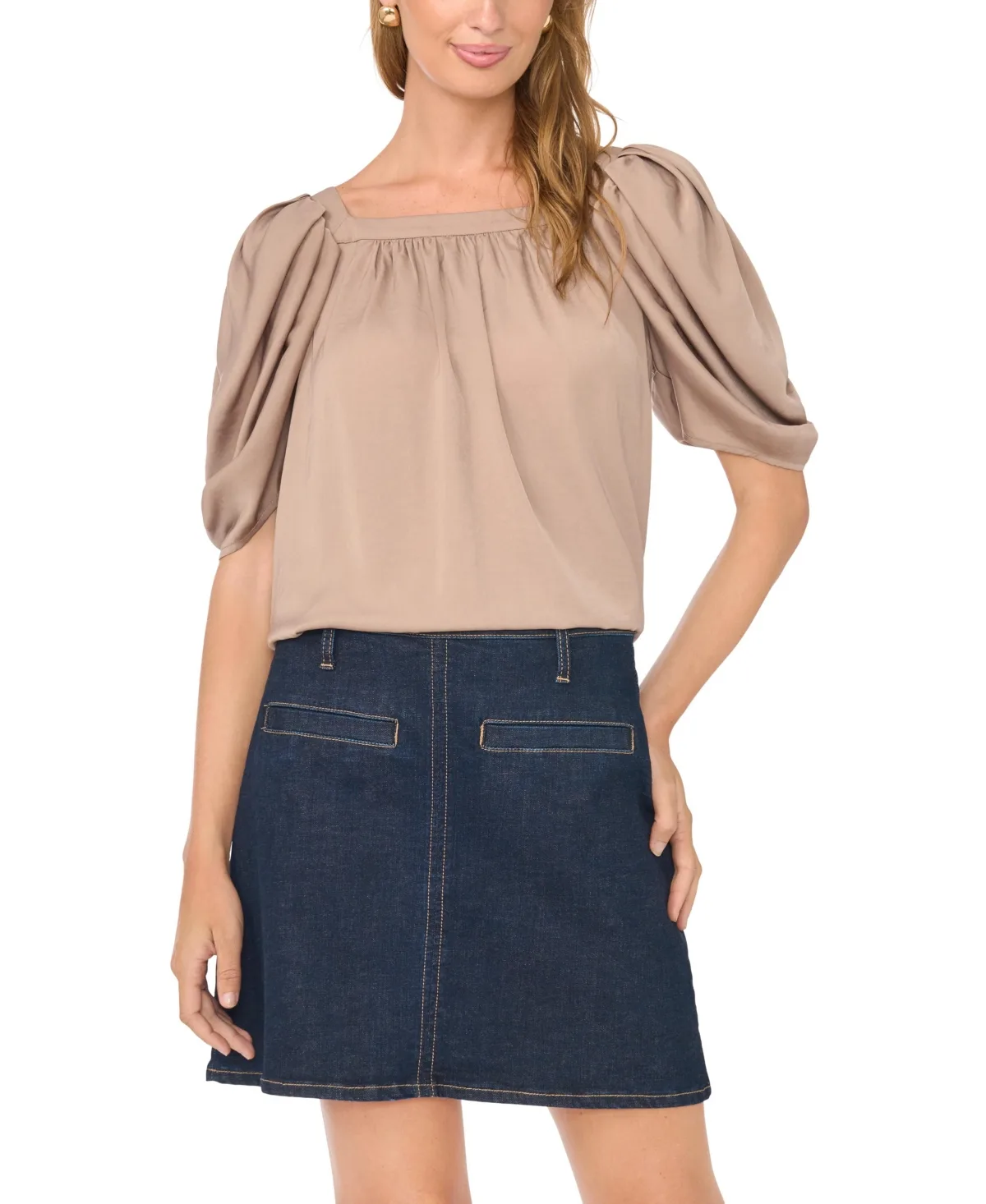 Puff Sleeve Square Neck Blouse