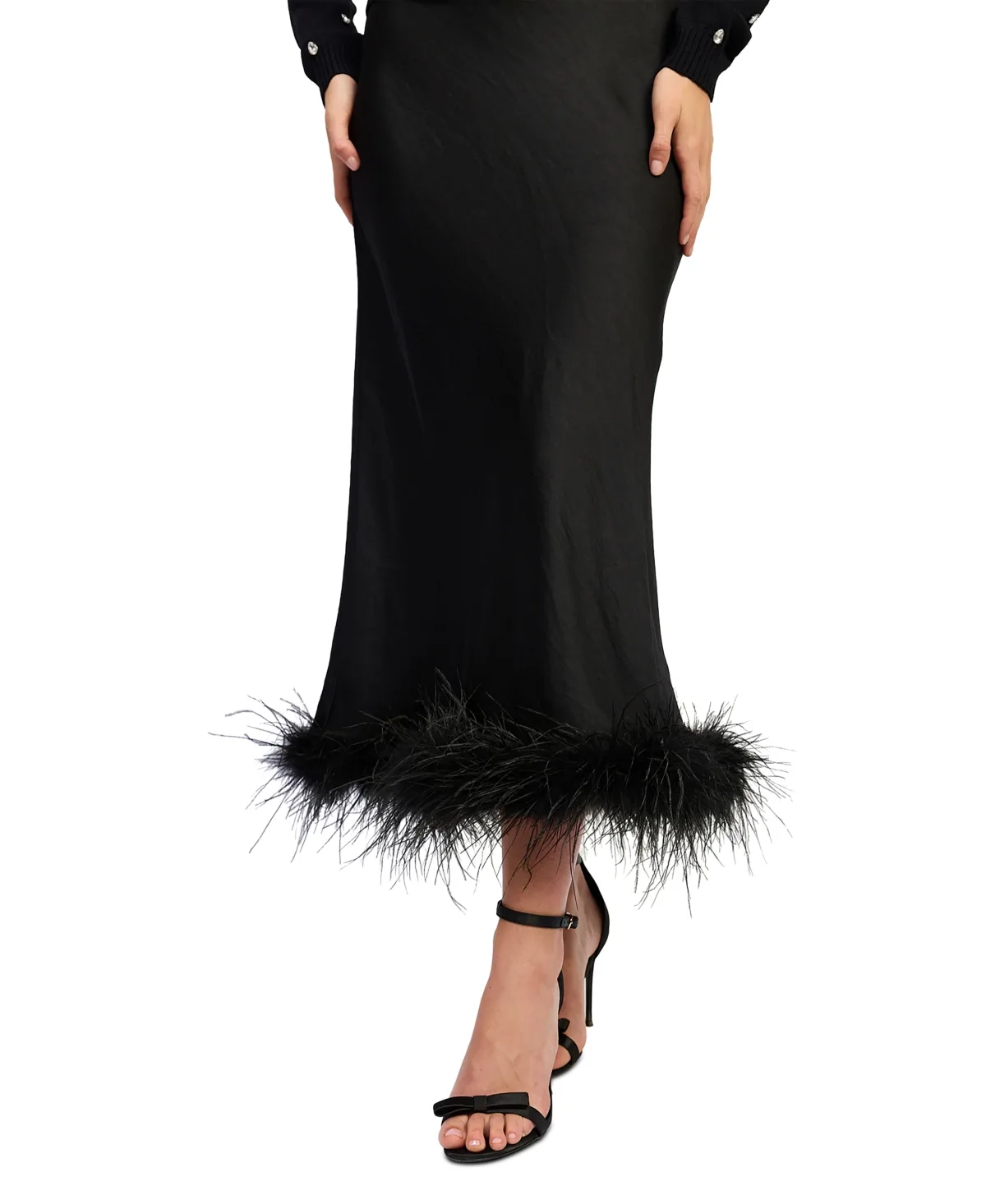 Vera Midi Satin A-Line High-Waisted Skirt by En Saison