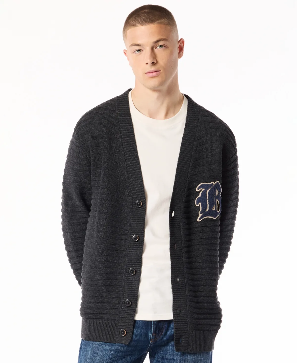 Woodz Varsity V-Neck Cardigan by Buffalo David Bitton
