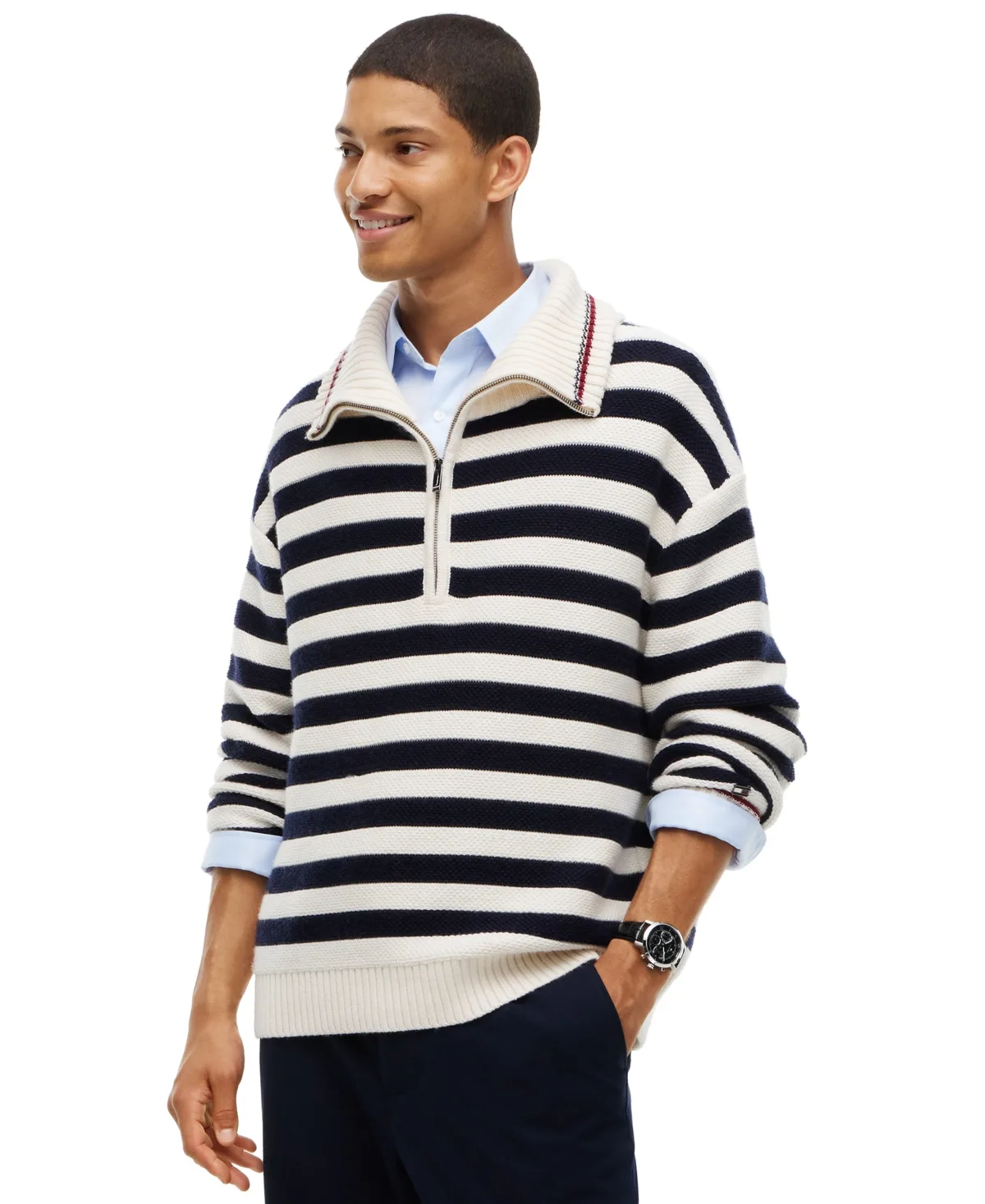 New York Label Stripe Half-Zip Sweater by Tommy Hilfiger
