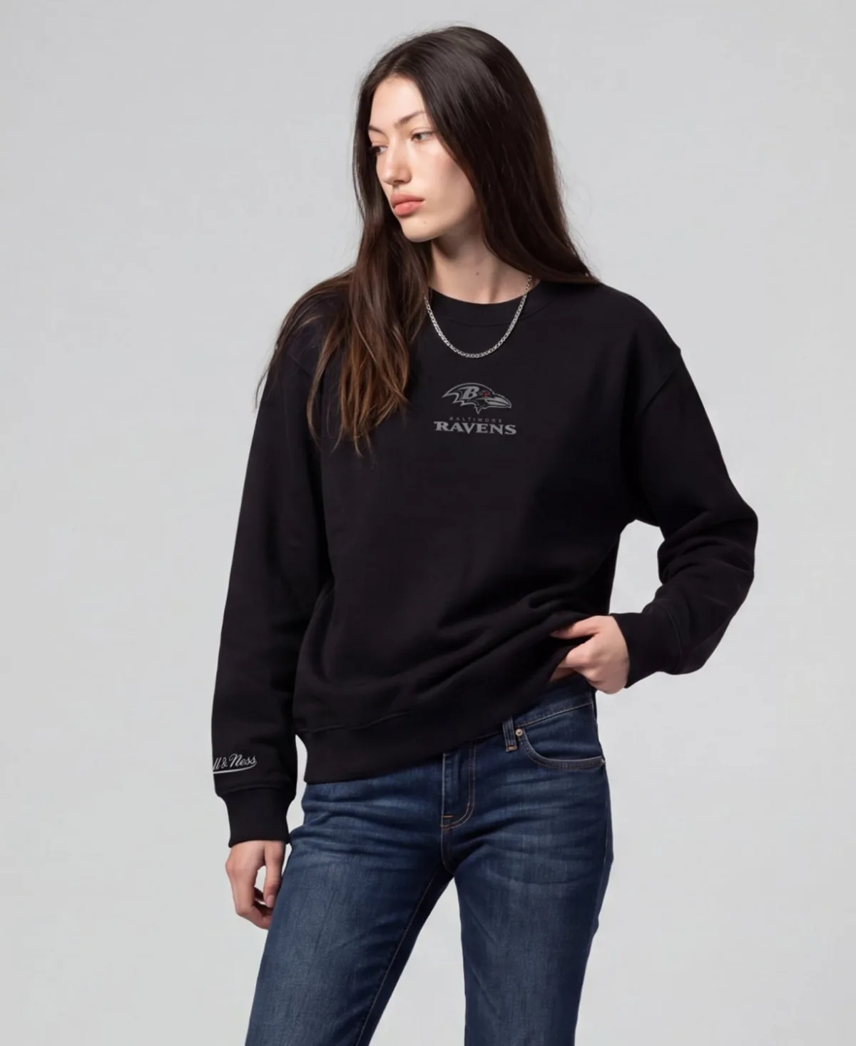 Baltimore Ravens Core Essentials Screen Print Crewneck Sweatshirt by Mitchell & Ness